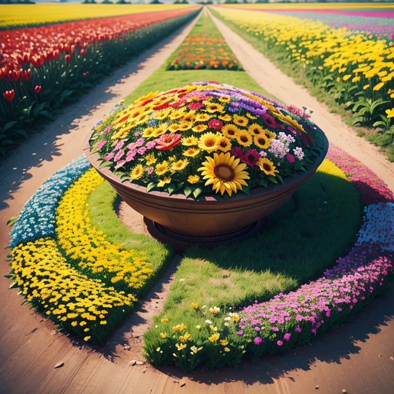 a field of colorful flowers,bright and vibrant colors,beautifully arranged,colorful and vibrant petals,fragrant flowers,different varieties of flowers,blooming in full glory,a carpet of flowers,a vivid display of nature's beauty,an explosion of colors,a picturesque scene,sunlit flowers,a symphony of colors,floral paradise,nature's masterpiece,an enchanting garden,the epitome of beauty,the beauty of nature, best quality,4k,8k,highres,masterpiece:1.2),ultra-detailed,(realistic,photorealistic,photo-realistic:1.37