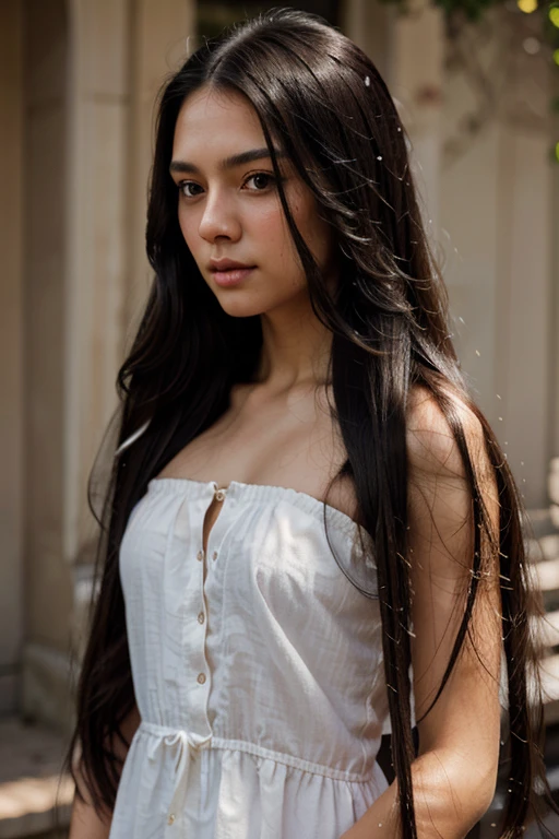 black hair, long hair, very long hair, hair pulled back, straight hair, expressive hair, blush, depth of field, drop shadow, UHD, masterpiece, high details, super detail, best quality, highres, 16k