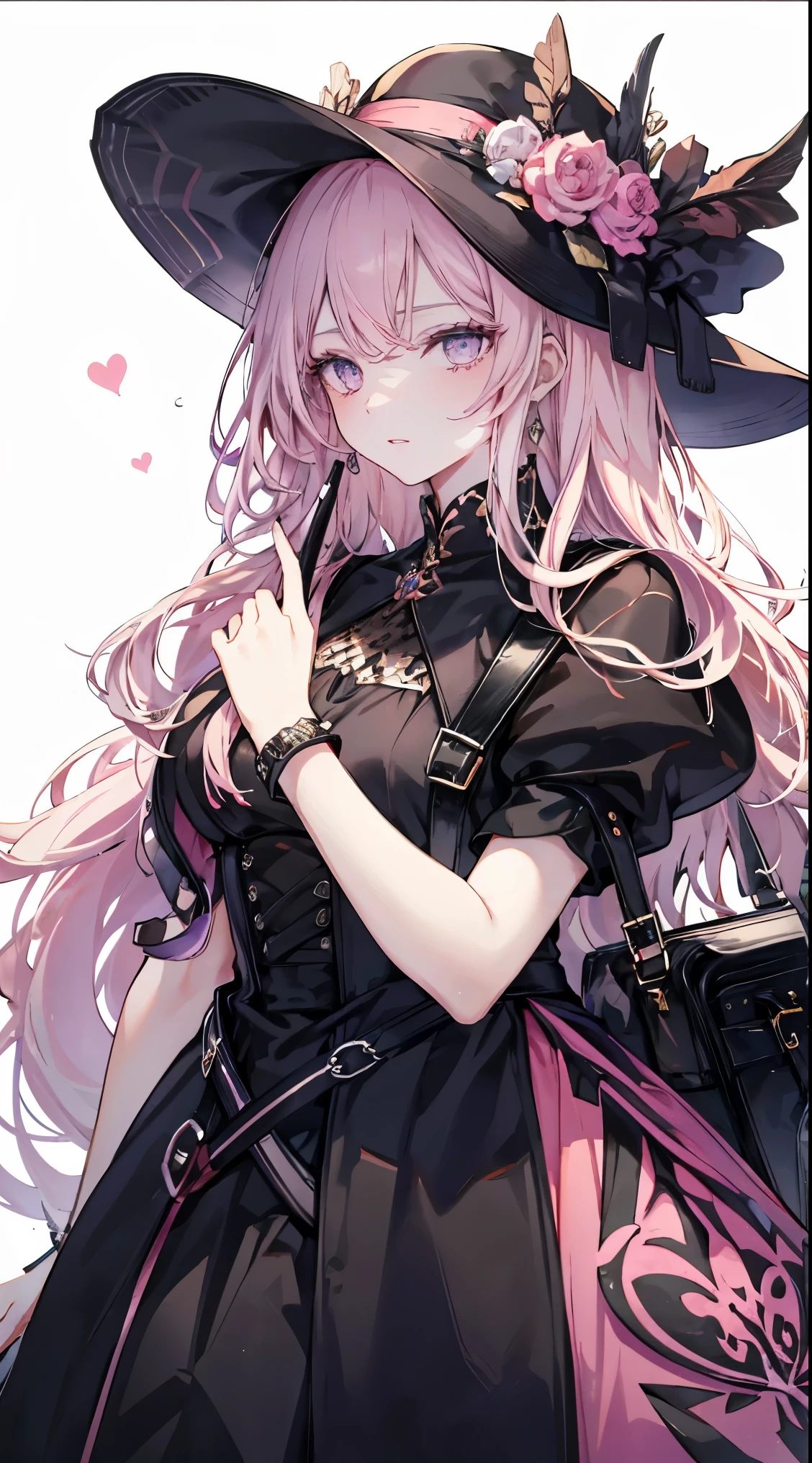 meticulous portrayal of face，1 noblewoman，a matural female，Black dress long dress，(Pink White Long Hair)，(dark night background)，Prom，carryng bag，  s the perfect face， perfect hand， Perfect Finger， Perfect lips， perfect  eyes， Perfect background