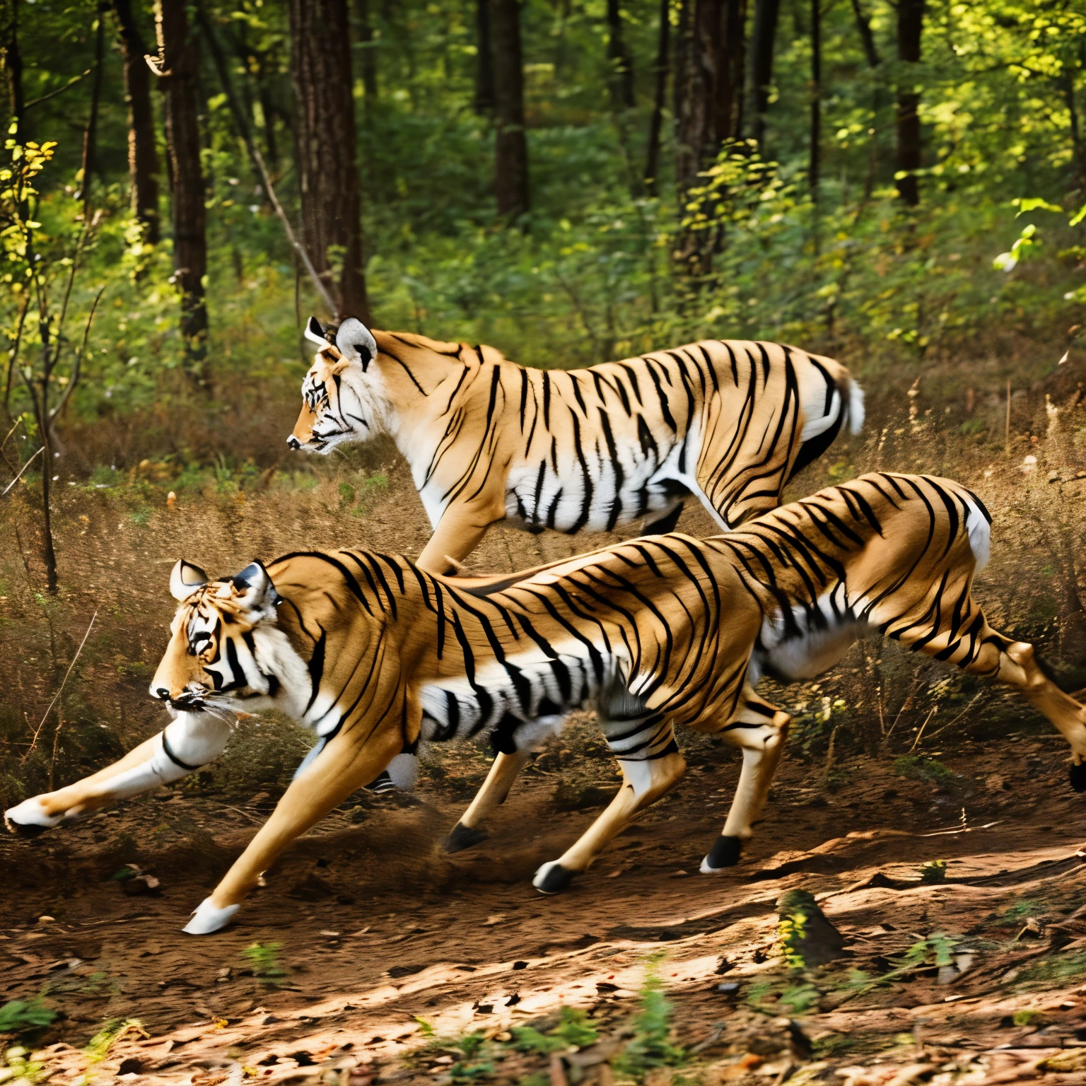 Generate a image of deer hunting a tiger