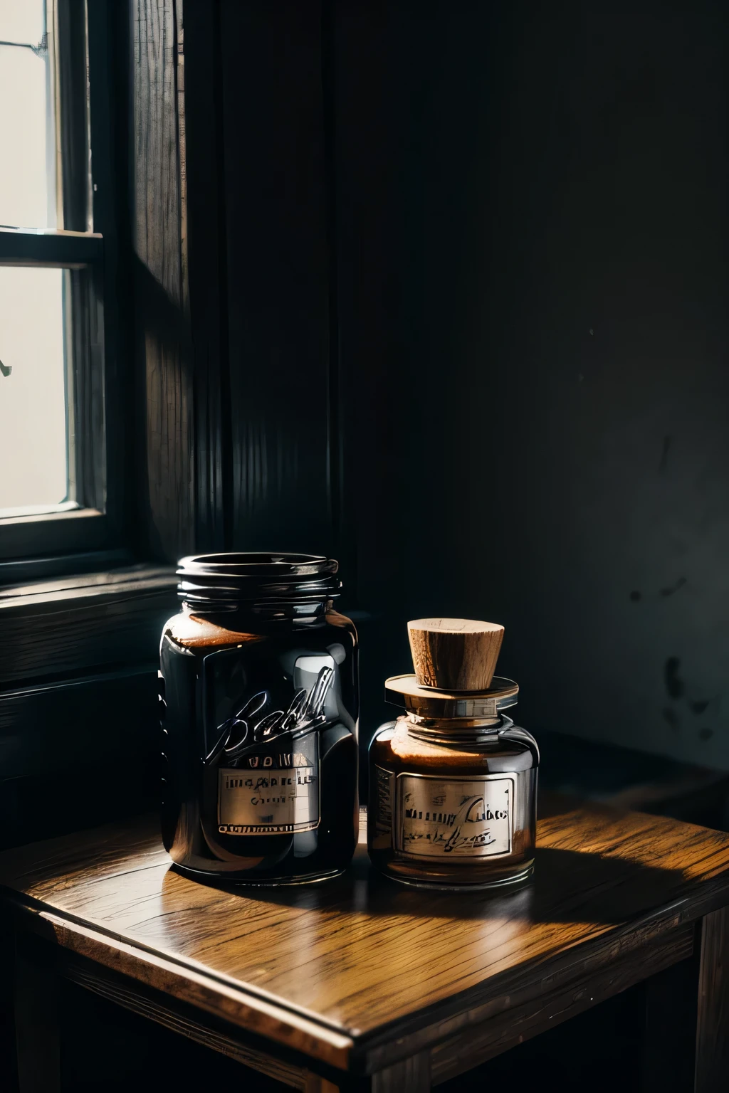 an ointment, inside a jar, color black, black ointment, black substance