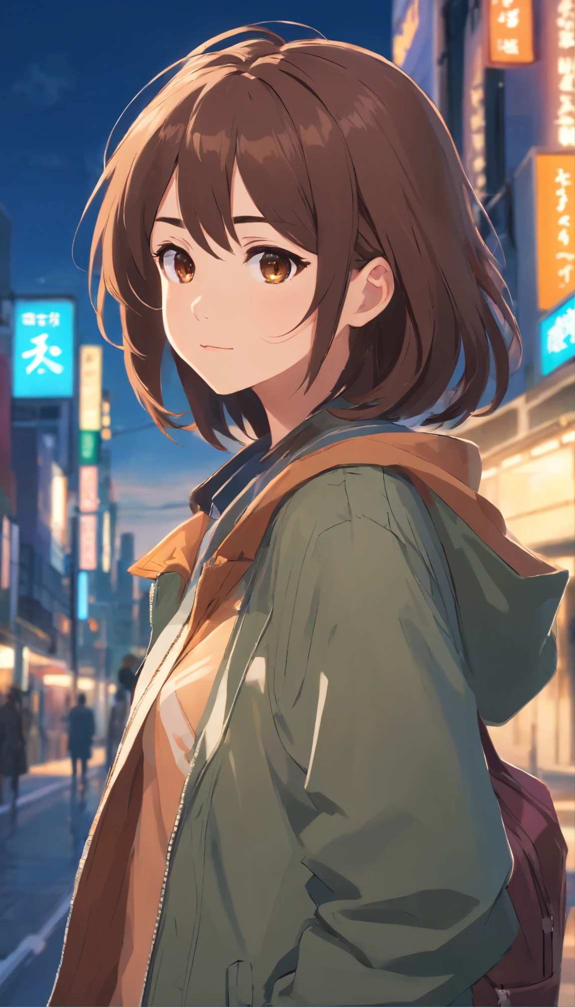 A beautiful and cute girl, wearing jacket, decent look, handsome girl, attitude, beautiful brown eyes, brown hair, cool style, 16y, detailed face, 8k