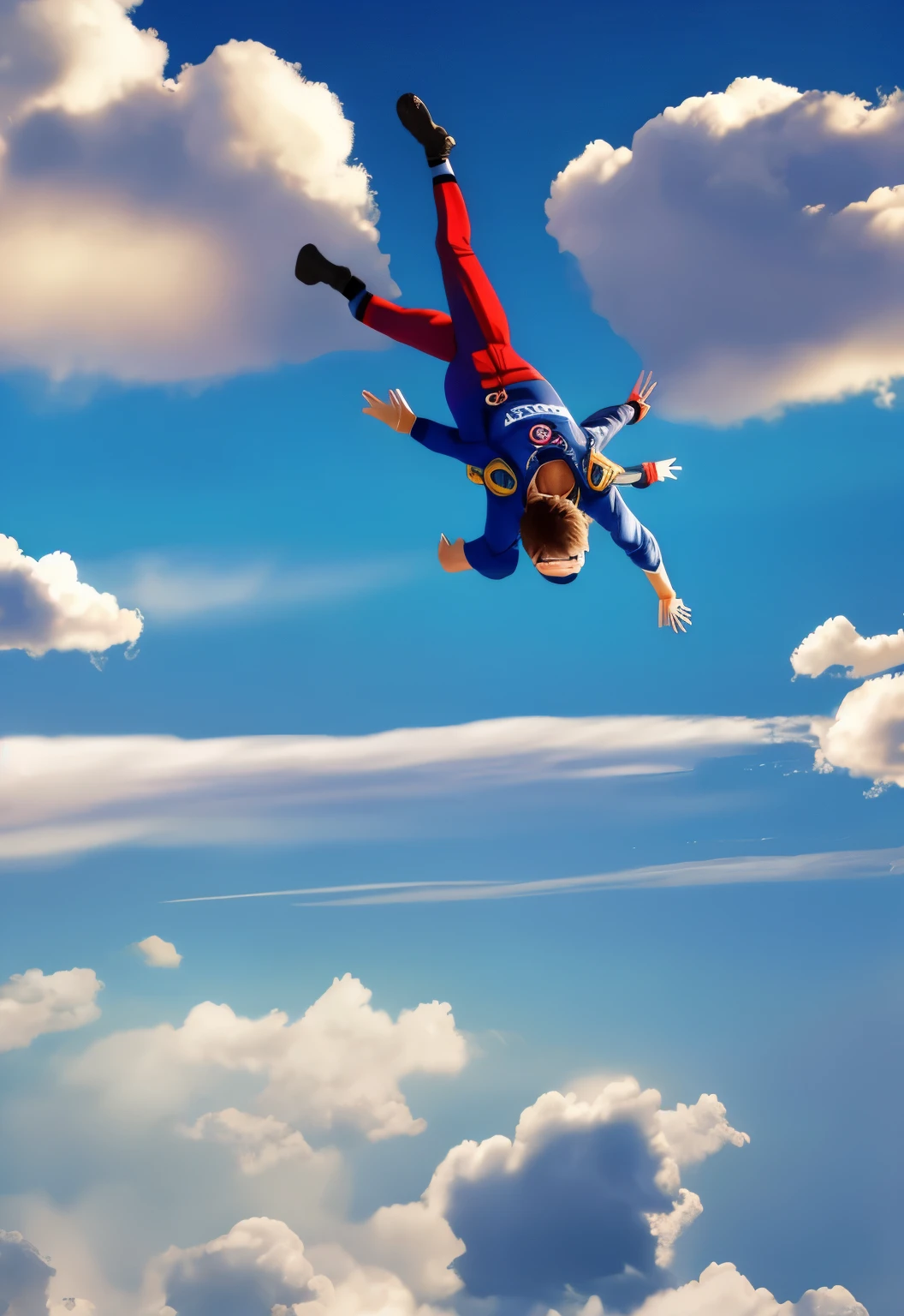 boy skydiving, clouds, wind, muscular,
vibrant colors, colorful art style,
soft lighting, soft shadows, detailed textures, dynamic lighting,
nice hands, perfect hands,