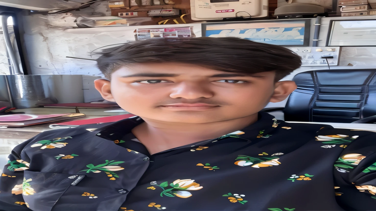 Boy with coffee futuristic background realistic face 8k ultra age 18