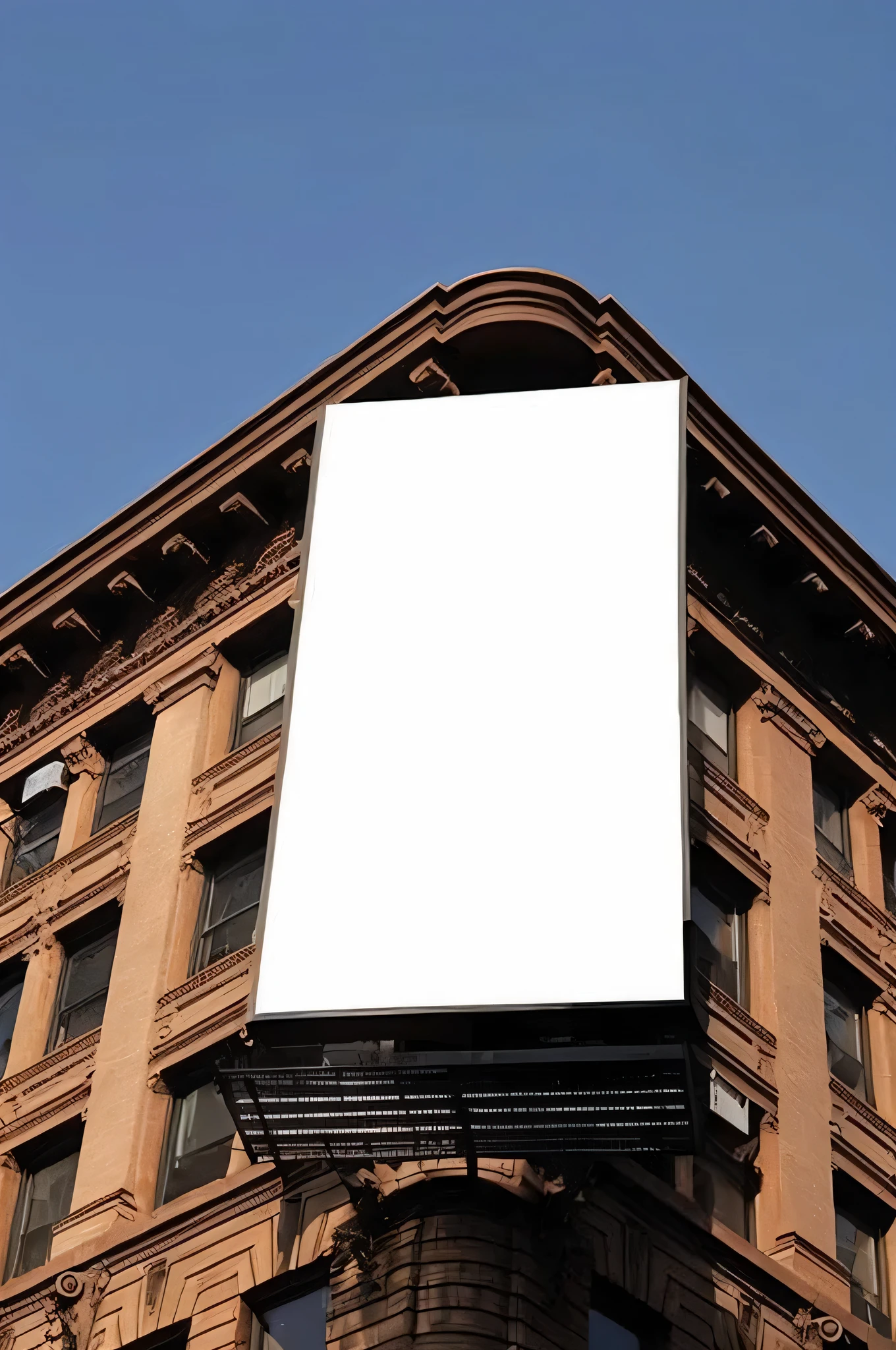 arafed building with a blank billboard on the corner of it, commercial billboard, advertising billboard, digital billboard in the middle, billboard image, billboards, digital billboards, electronic billboards, large vertical blank spaces, large format picture, white building, some floating billboards, stock photograph, billboard, commercial banner, architectural photograph, building facing, rectangular piece of art