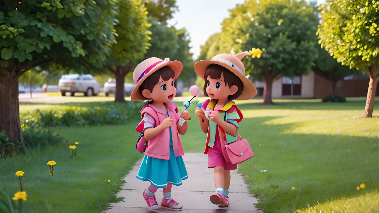 children playing , linking lolly pop, good hand, super high quality, highres, high detailed