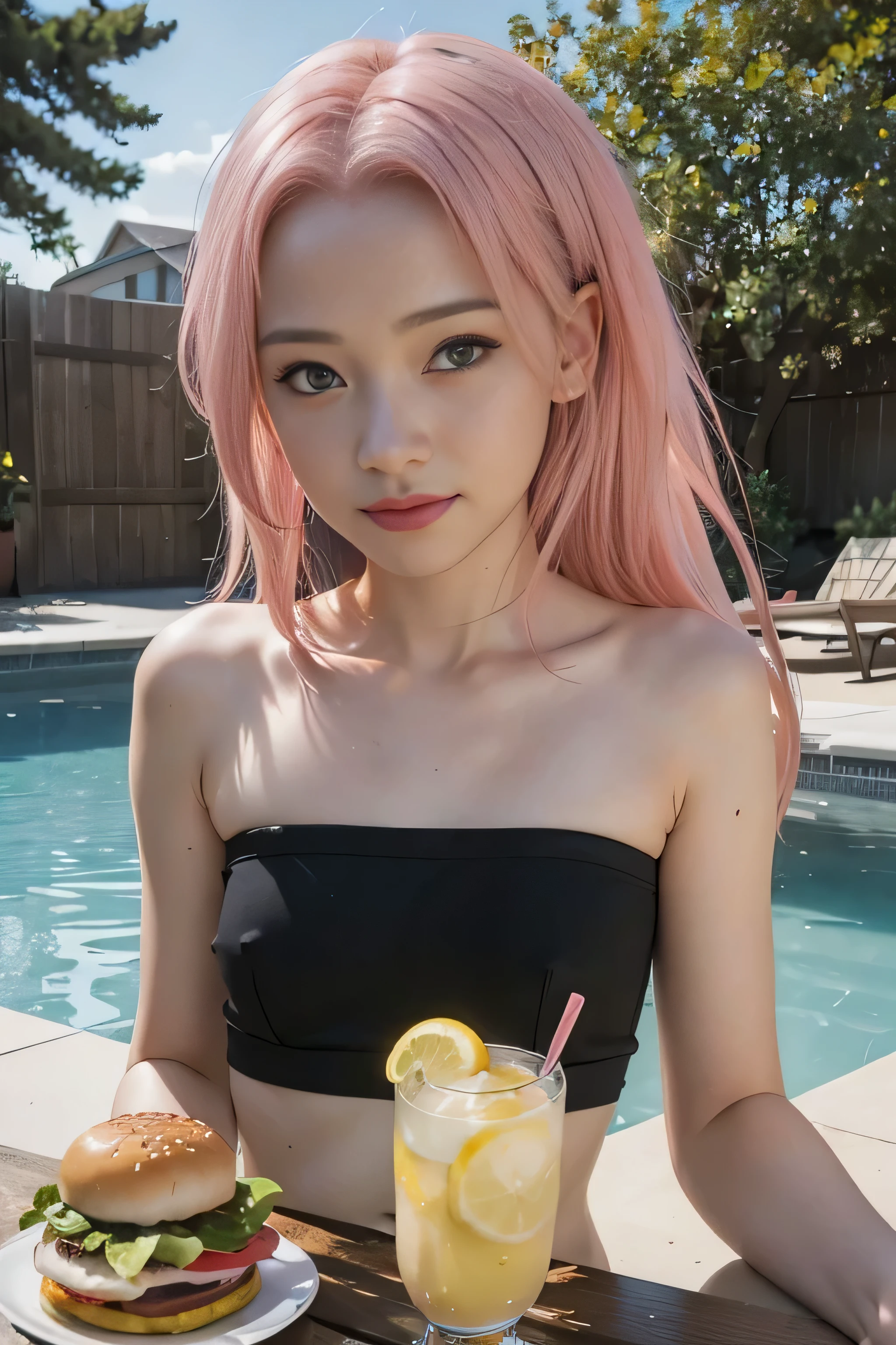 (pink hair:1.4)