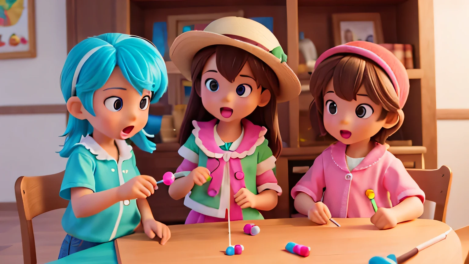 children playing , linking lolly pop, good face, super perfect, good hand, super high quality, highres, high detailed, masterpiece