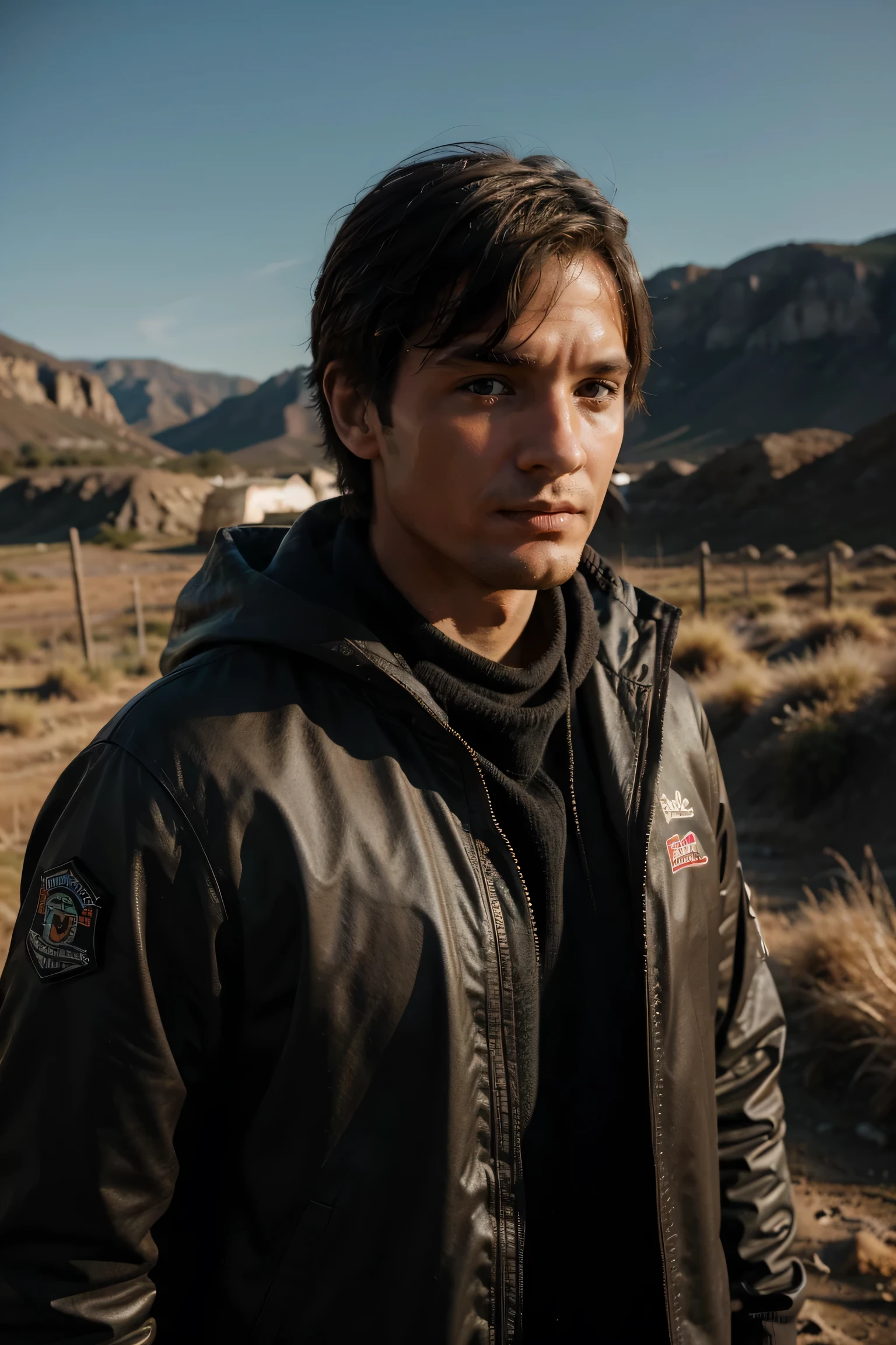 Johnnylawrence person in a dystopian field with rabid wolves behind him.