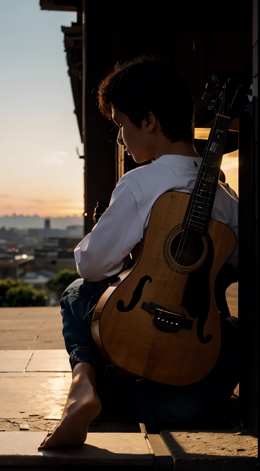 Guitar, Musician, Musical Instrument, Miscellaneous, Miscellanea, Sunset, Silhouette