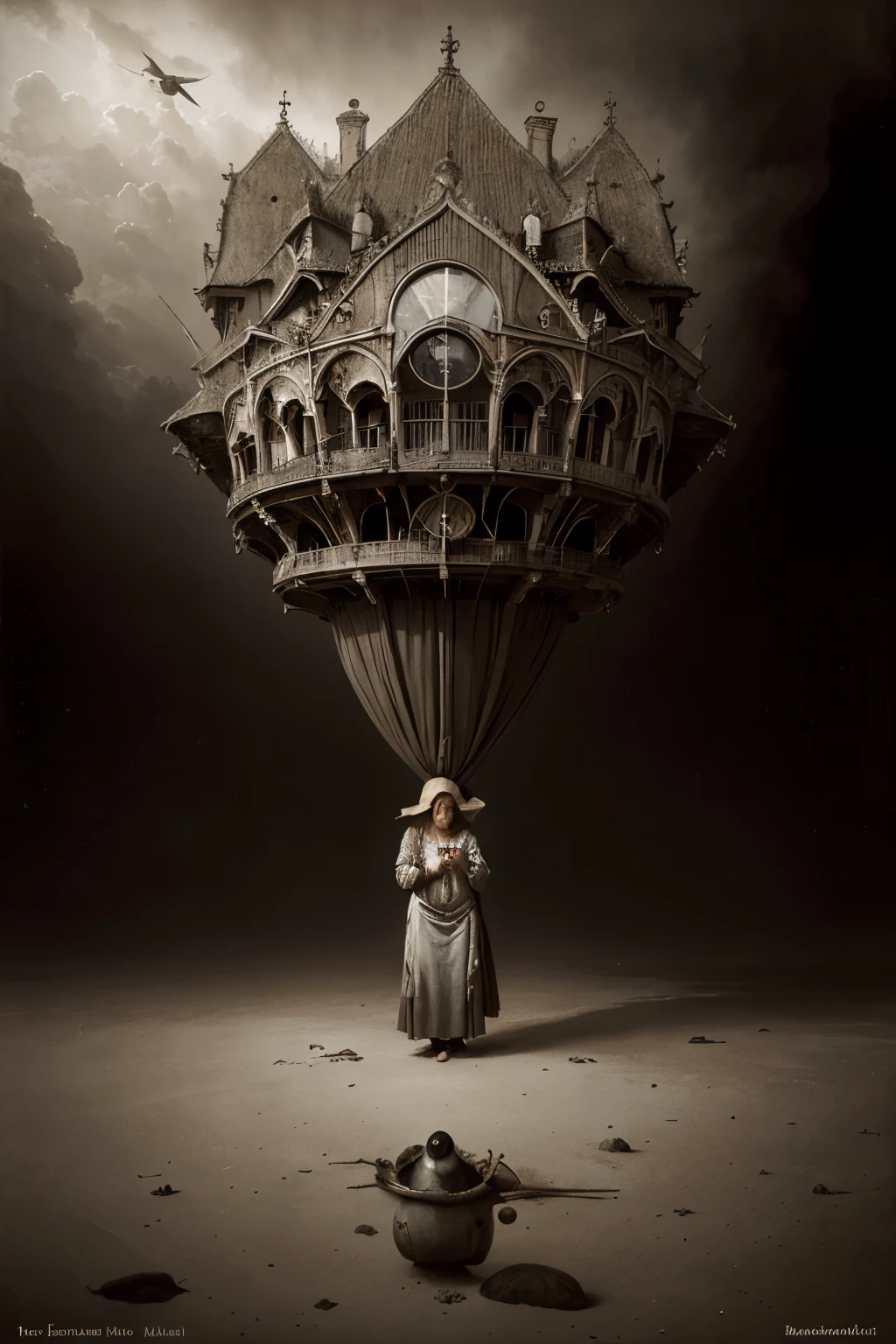 Hieronymus Bosch, Nicoletta Ceccoli, Jean Baptiste Monge, Paul Delaroche, Stephen Gammell, Sherry Akrami, surreal mysterious atmosphere, by moebius