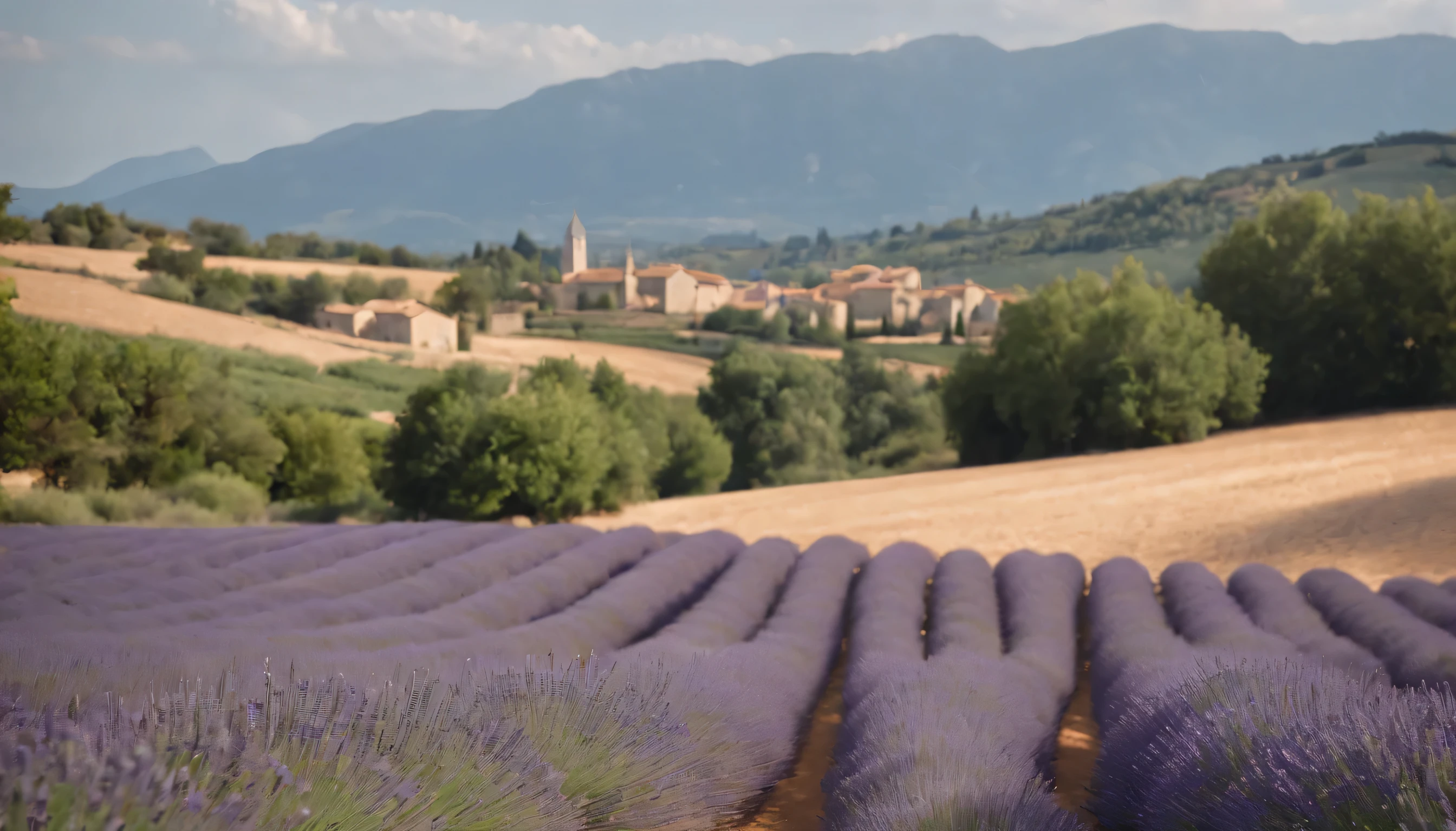 (Highly detailed CG Unity 8k wallpaper、masterpiece、highest quality、Super detailed)、(best lighting、best shadow、very delicate and beautiful)、highest quality、8k、Detailed facial depiction、masterpiece、highest quality、clear image quality、
Photo of lavender fields in Provence taken from the train window。