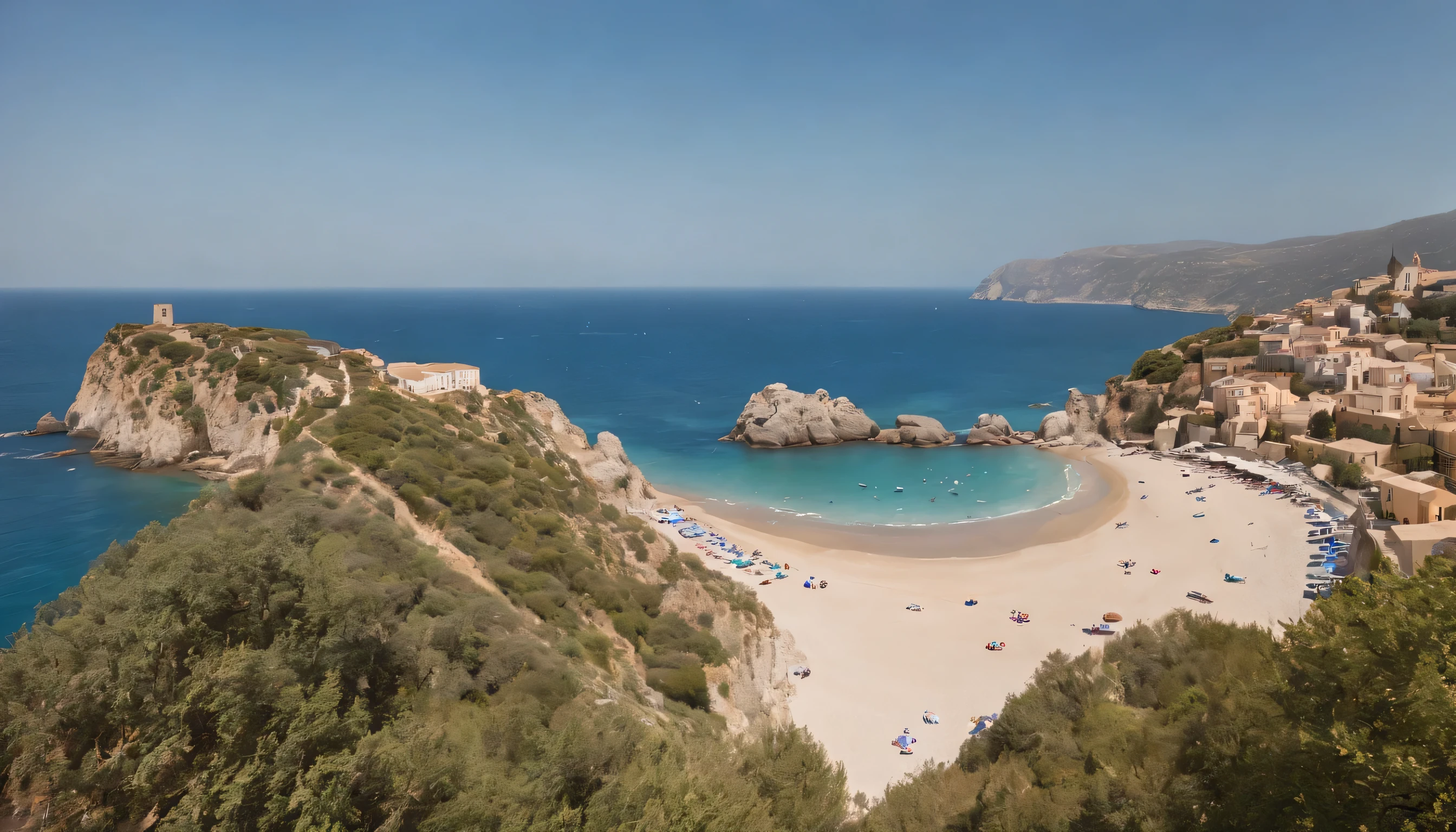 (Highly detailed CG Unity 8k wallpaper、masterpiece、highest quality、Super detailed)、(best lighting、best shadow、very delicate and beautiful)、highest quality、8k、Detailed facial depiction、masterpiece、highest quality、clear image quality、
Photo of the French coastline and Mediterranean beaches seen from the train window。