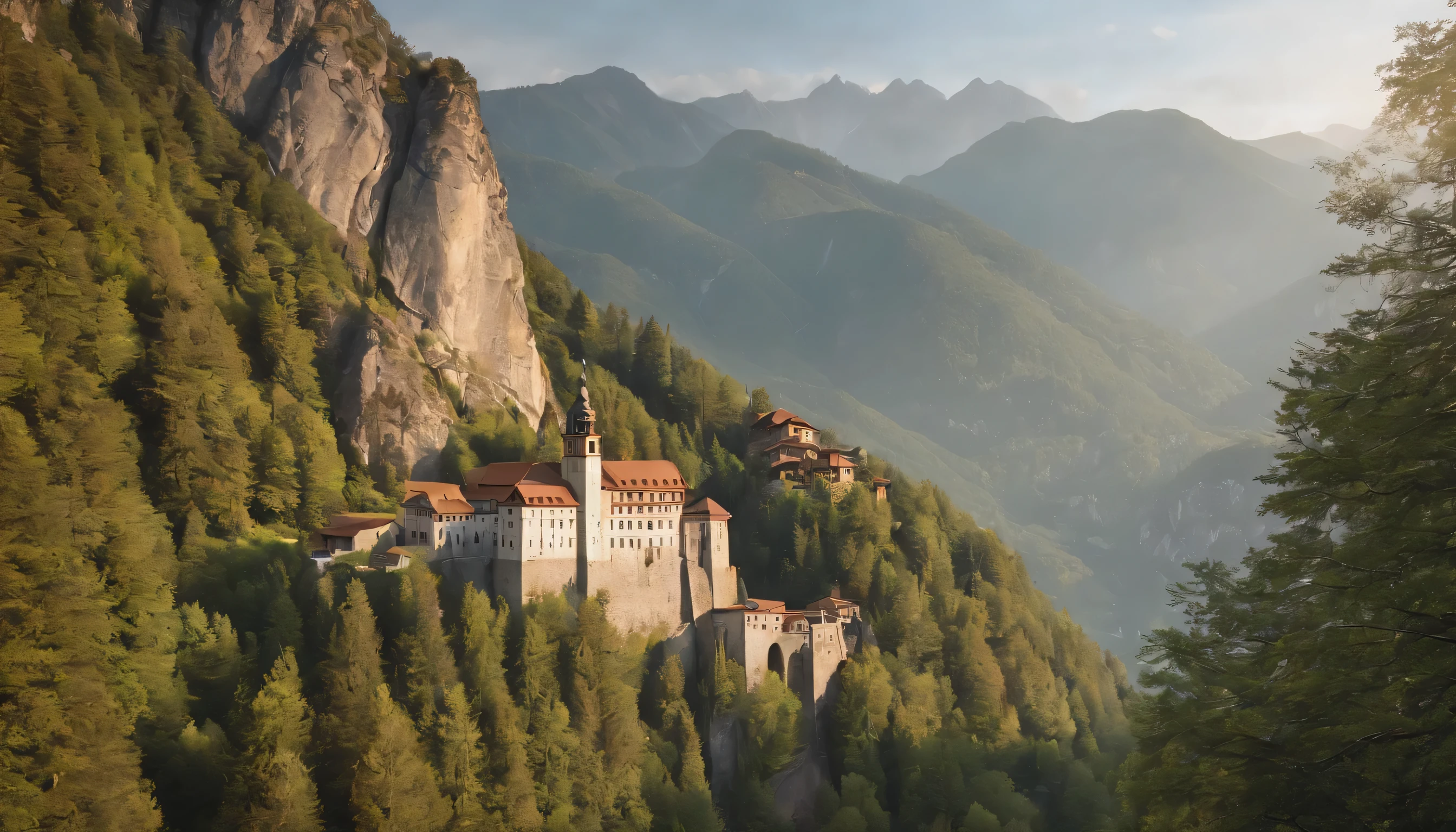 (Highly detailed CG Unity 8k wallpaper、masterpiece、highest quality、Super detailed)、(best lighting、best shadow、very delicate and beautiful)、highest quality、8k、Detailed facial depiction、masterpiece、highest quality、clear image quality、
Montsan=A photo taken looking at Michelle from the car window.'rocky mountains and monasteries.。