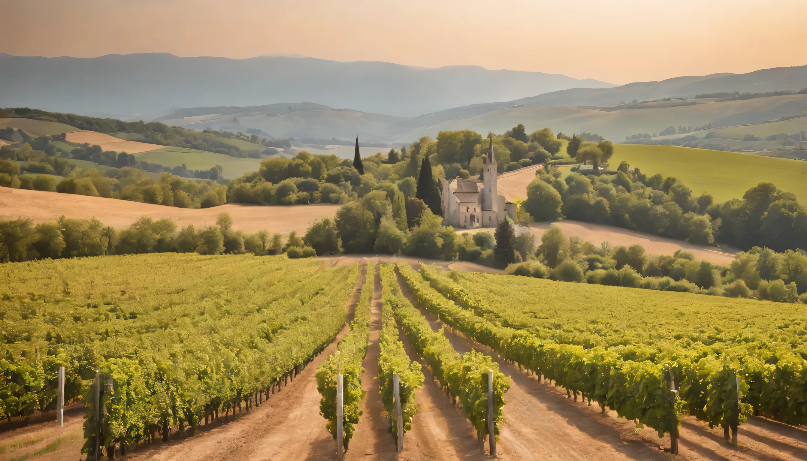(Highly detailed CG Unity 8k wallpaper、masterpiece、highest quality、Super detailed)、(best lighting、best shadow、very delicate and beautiful)、highest quality、8k、Detailed facial depiction、masterpiece、highest quality、clear image quality、
Photo taken from the train window of a vineyard in France'wine regions and the Champagne region。