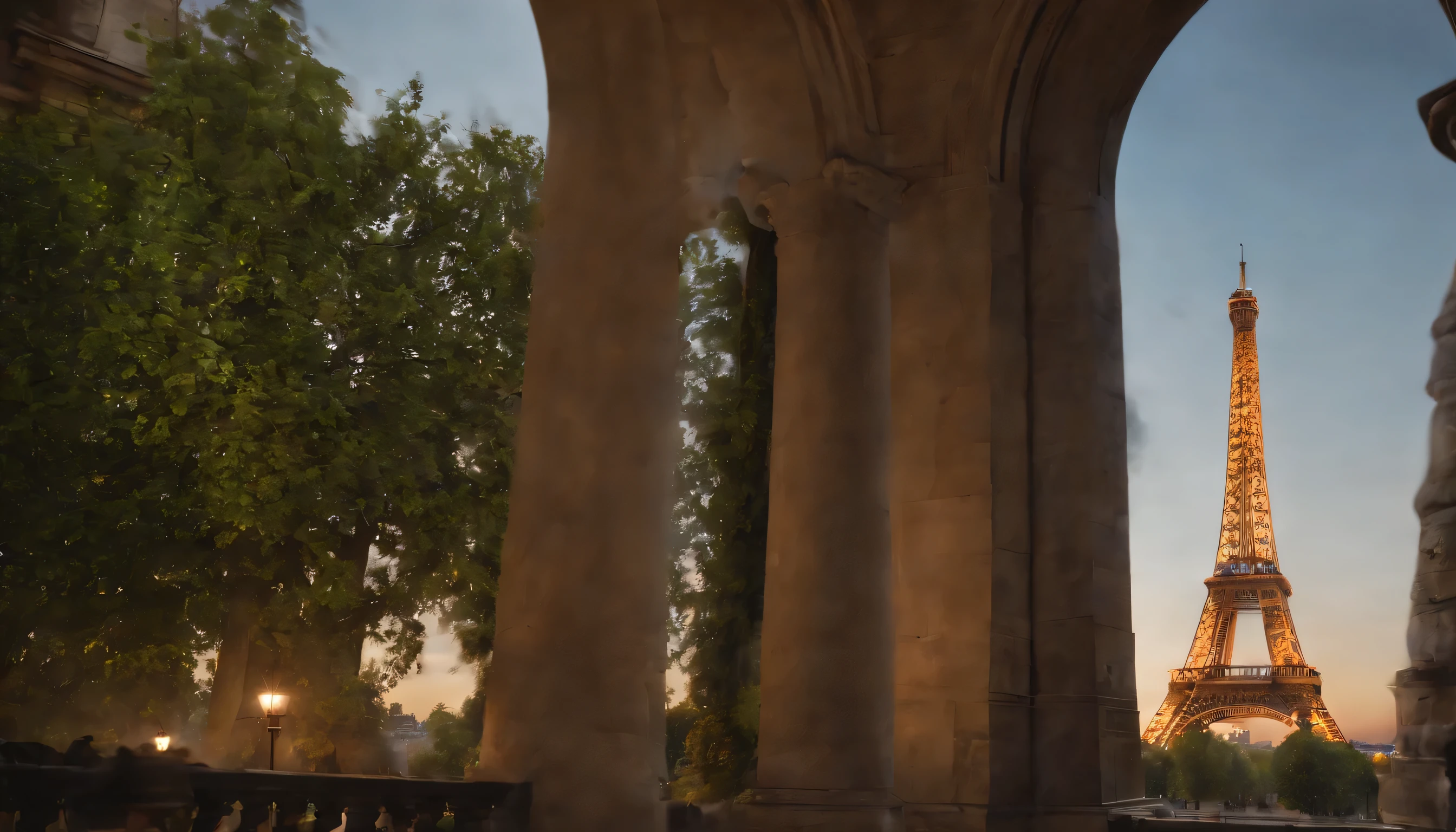 (Highly detailed CG Unity 8k wallpaper、masterpiece、highest quality、Super detailed)、(best lighting、best shadow、very delicate and beautiful)、highest quality、8k、Detailed facial depiction、masterpiece、highest quality、clear image quality、
Photos of famous landmarks in Paris, such as the Eiffel Tower and the Arc de Triomphe, seen from the train window。