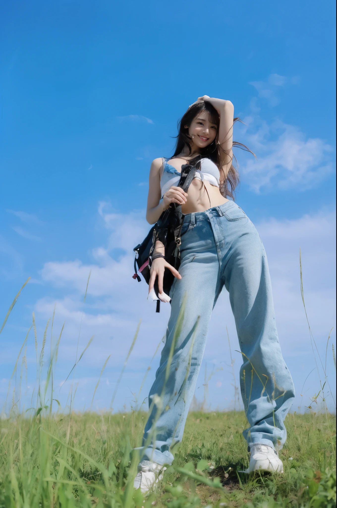 ((​Masterpiece, Top image quality, high resolution、alone、skin shiny))(on the table, best quality, (medium breasts:1.5),actual, super detailed, meticulous, high resolution, 8k wallpaper), Close-up portrait of a beautiful woman, like, smiling, light brown messy hair, Perfect dynamic composition, 美丽meticulous的眼睛, Just like the cover of a fashion magazine, on campus，Gorgeous costumes，hot stamping clothing，
