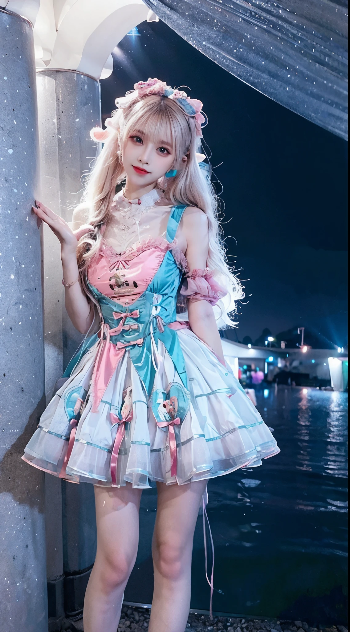 (best quality, masterpiece, high resolution, glow, flood, lens glare, wide angle), sunlight, full body, 1 [Chinese|Russian|Japanese|Korean] girl, solo,((mei red:1.1) clothes), necklace, jewelry, long hair, earrings, super delicate face, beautiful face, perfect hands,full face blush, (perfect eyes) and ( long eyelashes: 1.4), glowing pupils, (white stockings: 0.9), realism, (high detail skin: 1.2), 8k ultra hd, DSLR, high quality, volumetric lighting, frank, high resolution, 4K, 8K, background bokeh, dream forest, radiant garlic, feather drop effect, morning, foreground, f/16