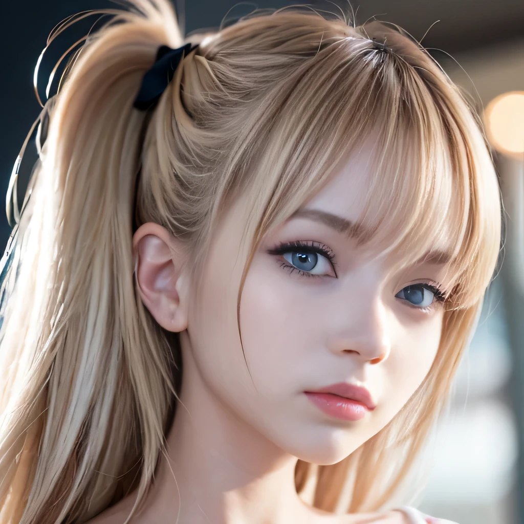 portrait、Topless、bright look、twin tails、young shiny glossy white shiny skin、best looks、blonde reflection、Platinum blonde hair with dazzling highlights、shiny bright hair,、super long straight hair、Shining beautiful bangs、Sparkling crystal clear charming big blue eyes、A very beautiful and adorable 8 year old girl、rich bust、White and beautiful blouse、I can see the collarbone、((I could see the whole body))、beautiful face、broad shoulders、Loosening perm、No bra、
