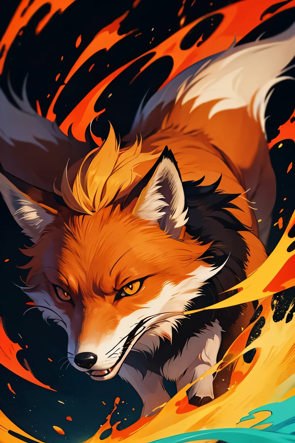 angry fox colorful