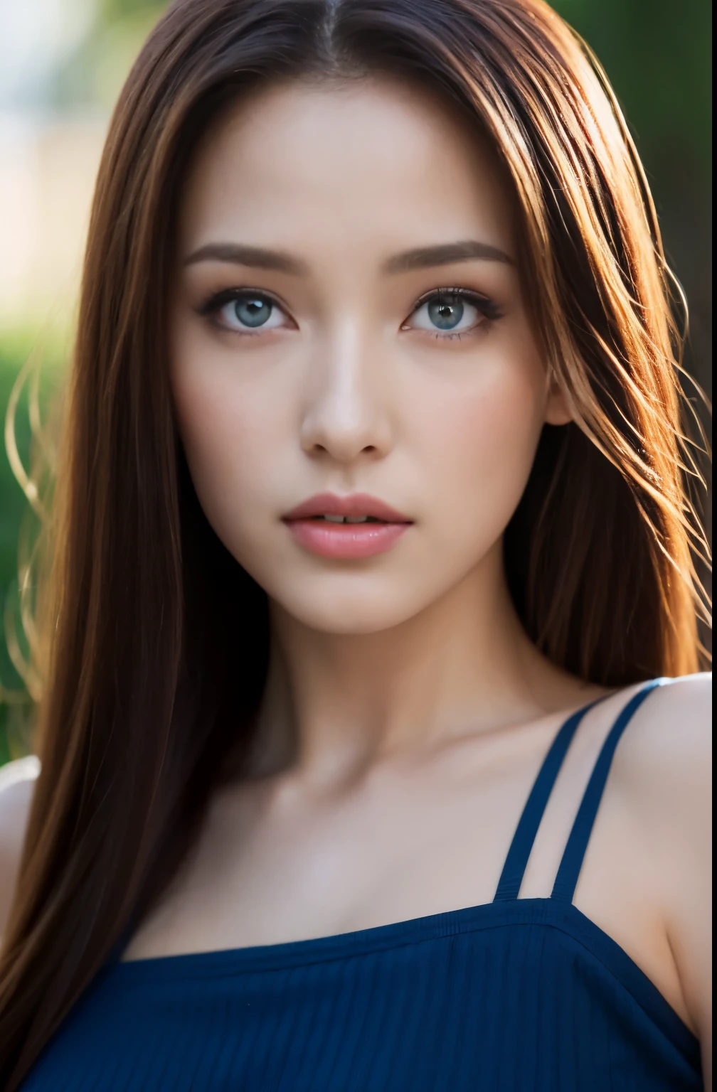 high quality fingers, normal hand, finger details,masterpiece, (realistic, photo-realistic:1.37), (22 year old female), league of legends katalina, Medium chest, small waist, dark red hair, blue eyes, beautiful face, perfect lighting, detailed and beautiful eyes,looking at the viewer, amazingly beautiful woman, detailed hairstyle, detailed background,shorts, detailed fantasy background, (Sweat:1)