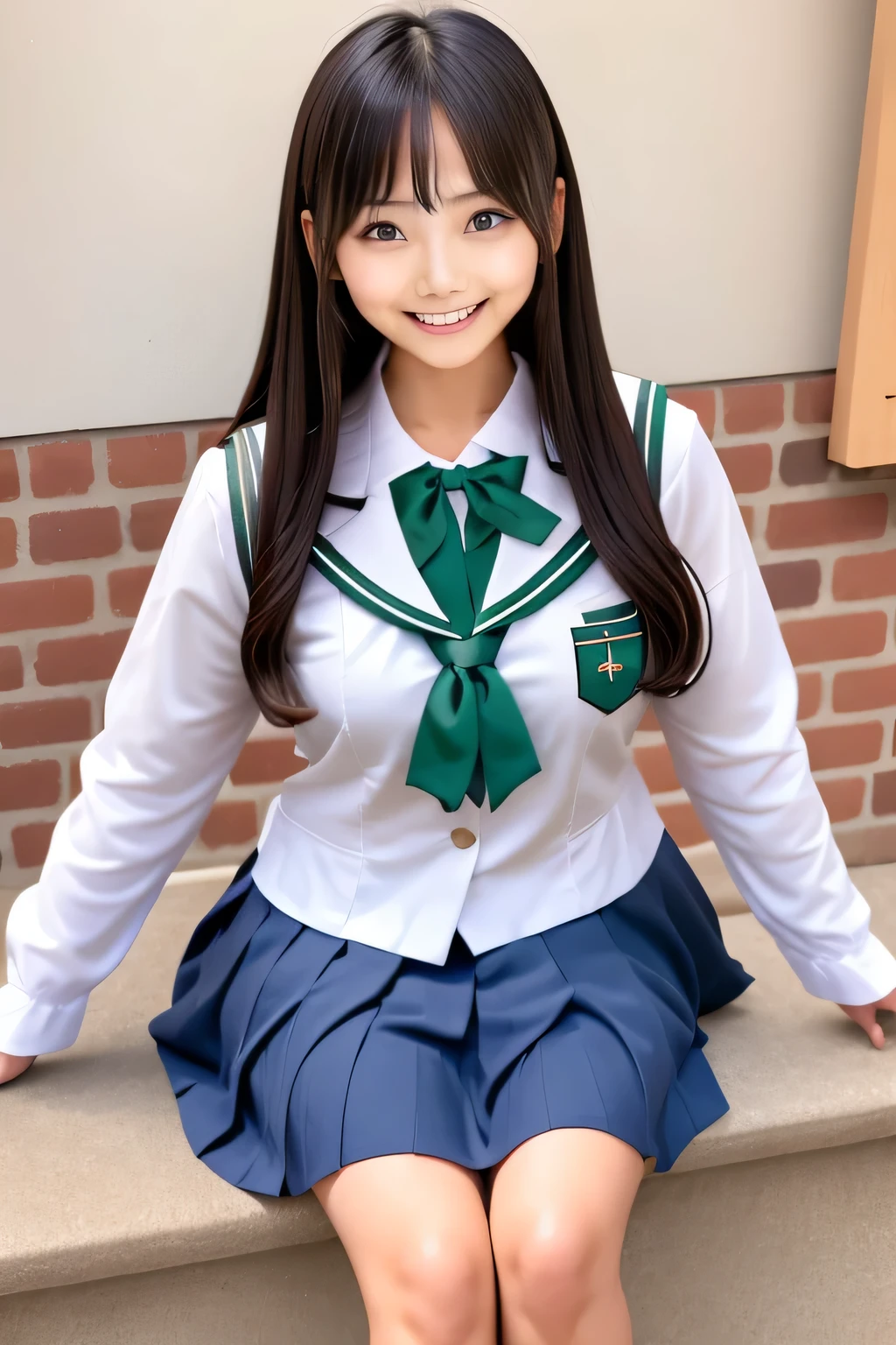arafed asian girl in a school uniform sitting on a step, seifuku, japanese school uniform, japanese girl school uniform, kimi takemura, school uniform, mayuri shiina, motto hole, 魔法学校のschool uniform, wearing japanese school uniform, JK uniform, cute , high school girl, Chiho, sakimichan