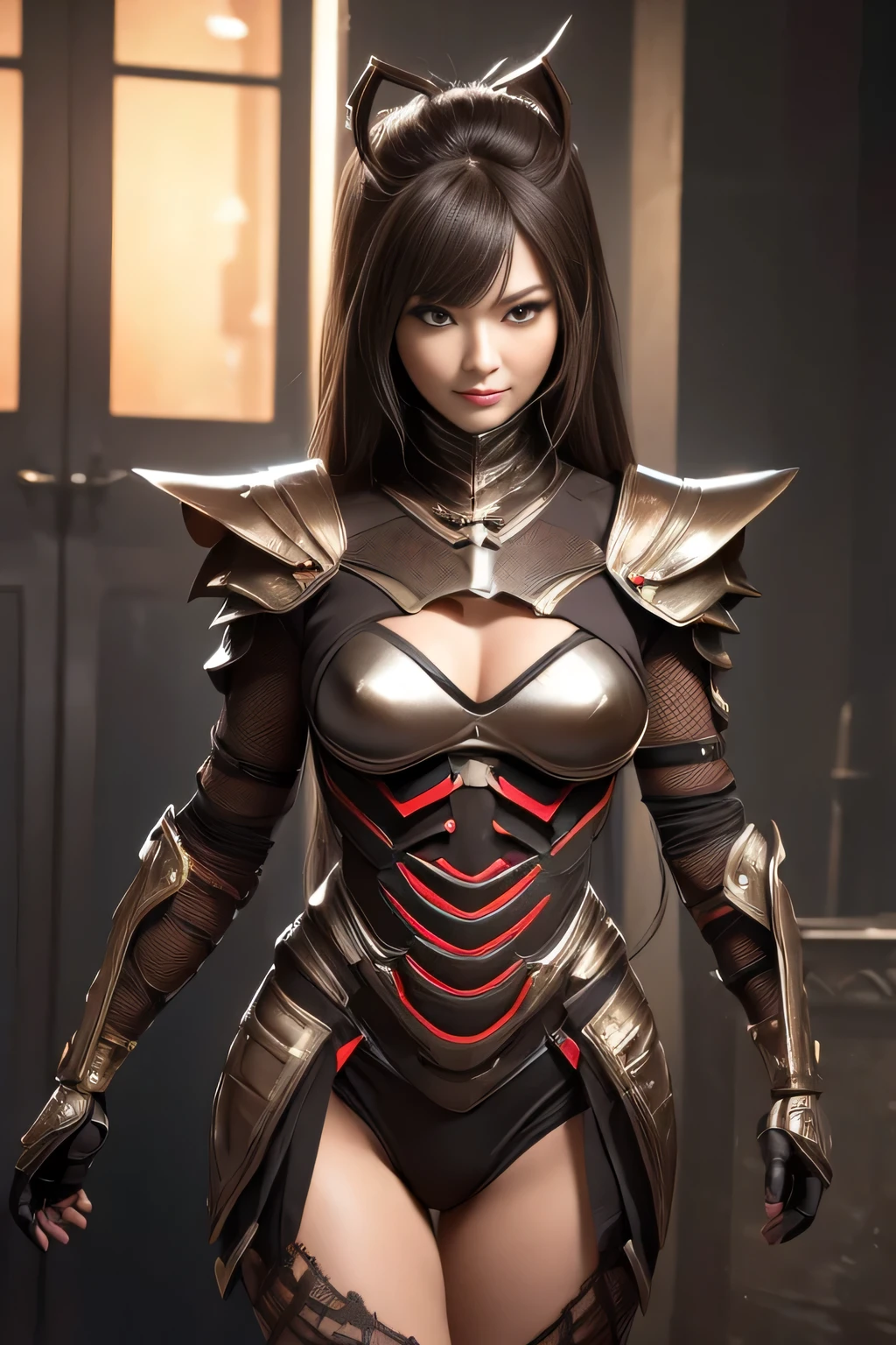 (High resolution,masterpiece,highest quality,Very detailed CG, anime, official art:1.4), realistic, photograph, amazing detail, everything is complicated, shiny and glossy,Amazing number of layers, 8K wallpaper, 3D, sketch, cute, figure,( alone:1.4), perfect female proportions,villain's daughter, (Fusion of dark brown cockroach and lady:1.4), (brown cockroach woman:1.2), (brown cockroach woman:1.2), (Fusion:1.2), (alone:1.4), (evil smile:1.2), muscular, abs, (Cockroach brown exoskeleton bio insect suit:1.4), (Cockroach brown exoskeleton bio insect armor:1.2), (brown transparent cockroach feathers:1.4), (Antennae of brown cockroaches:1.3),