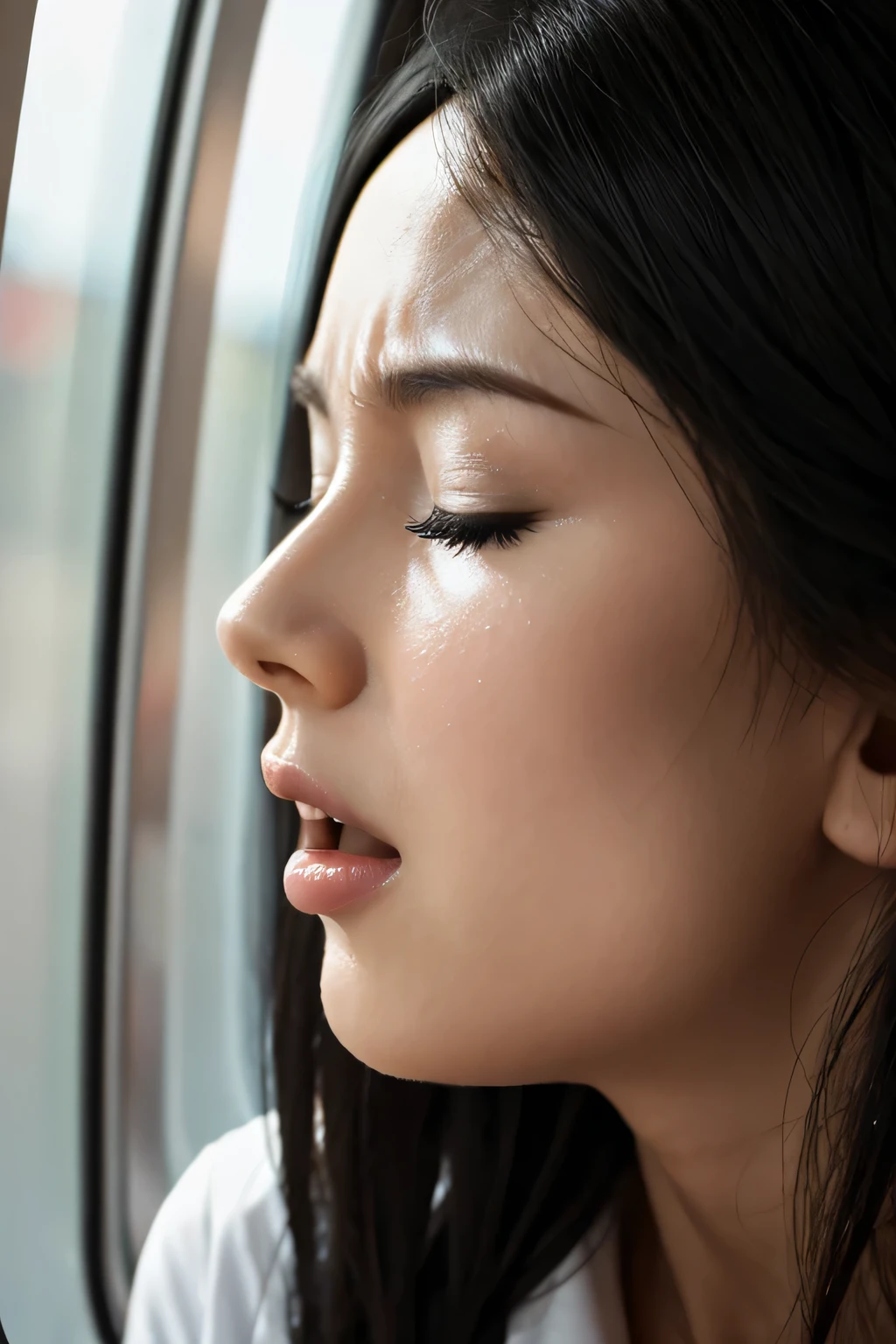 Beautiful Japanese actresses,(photo Realistic:1.4), (hyper Realistic:1.4), (Realistic:1.3),Very detailed, Edge Orgasm,face Focus, ((Woman with open mouth)) , Edgy Woman _face、Age 35、Black-haired、 News anchor、,Commuting Train,Inside the train,Train window,congestion,Standing and holding on to the strap,Male passenger in the back,((Sweat)),((skin shining with Sweat))((Clabrasion glistening with Sweat,face shining with Sweat)),,Entrance to the house、In front of the entrance、In front of the shoe rack、White collared shirt,Hair tied up、teacher,Frowning, eyeball, Glare, Frowning, Frowningをする, shout, Big eyes, Crazy Eyes,((oil filter))((Bukkake))((Super Hard Orgasm))Wet Filter,(symmetrical nose)((raised eyebrows, furrowed brow, closed eyes))(A woman who is molested on a train and reaches orgasm)(横face,)((A string of drool drips from the corner of one&#39;s lips、Saliva pools in the mouth))