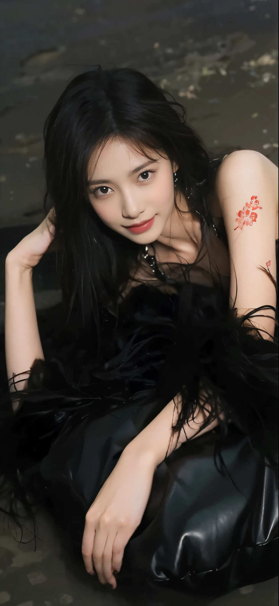 ((​Masterpiece, Top image quality, high resolution、alone、skin shiny))(on the table, best quality, (medium breasts:1.5),actual, super detailed, meticulous, high resolution, 8k wallpaper), Close-up portrait of a beautiful woman, like, smiling, light brown messy hair, Perfect dynamic composition, 美丽meticulous的眼睛, Just like the cover of a fashion magazine, on campus，Gorgeous costumes，hot stamping clothing，