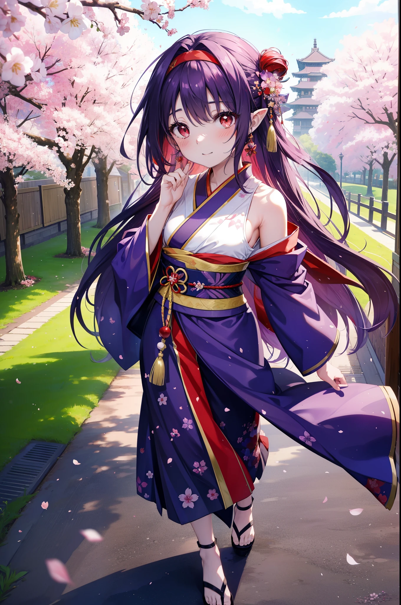 best quality, masterpiece, highres, solo, (hibiscus_arknights:1.10), (white kimono:1.35), (red hakama:1.35), (wide sleeves:1.20), 18 <lora:hibiscus_arknights:0.80>