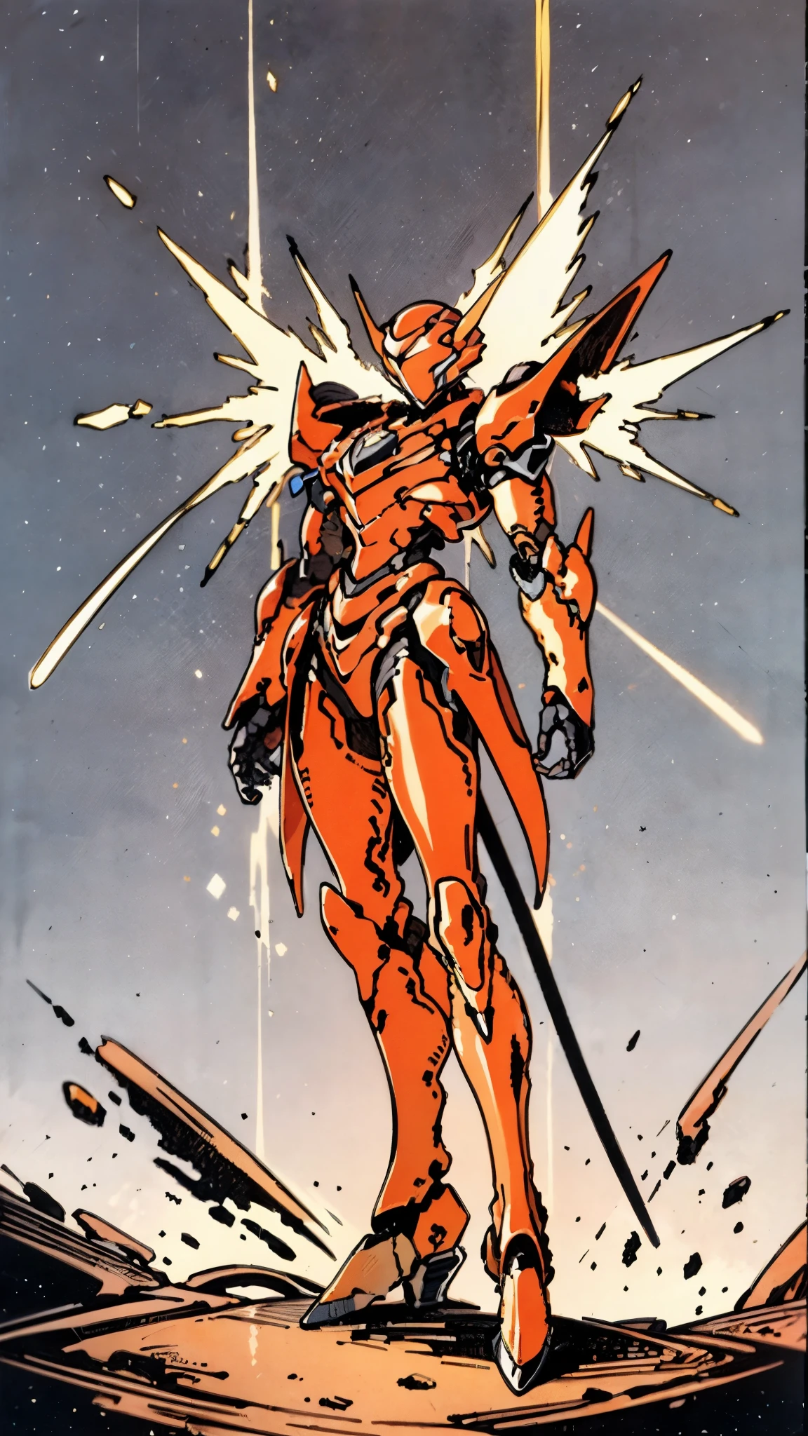 A woman adorned in fantasy-style full-body armor, a crown-concept fully enclosed helmet that unveils only her eyes, a composite layered chest plate, fully encompassing shoulder and hand guards, a lightweight waist armor, form-fitting shin guards, the overall design is heavy-duty yet flexible, ((the armor gleams with a golden glow, complemented by red and blue accents)), exhibiting a noble aura, she floats above a fantasy-surreal high-tech city, this character embodies a finely crafted fantasy-surreal style armored hero in anime style, exquisite and mature manga art style, (Queen bee mixed with Spider concept Armor, plasma, blood), ((Element, energy, elegant, goddess, femminine:1.5)), metallic, high definition, best quality, highres, ultra-detailed, ultra-fine painting, extremely delicate, professional, anatomically correct, symmetrical face, extremely detailed eyes and face, high quality eyes, creativity, RAW photo, UHD, 32k, Natural light, cinematic lighting, masterpiece-anatomy-perfect, masterpiece:1.5