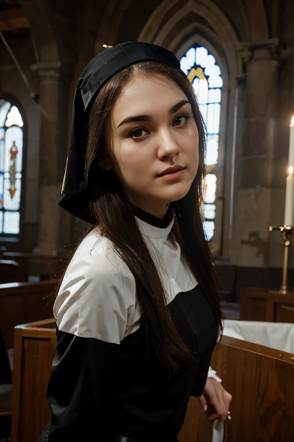 icon of Saint Sasha Grey, halo, porn icon, nun, baptizes