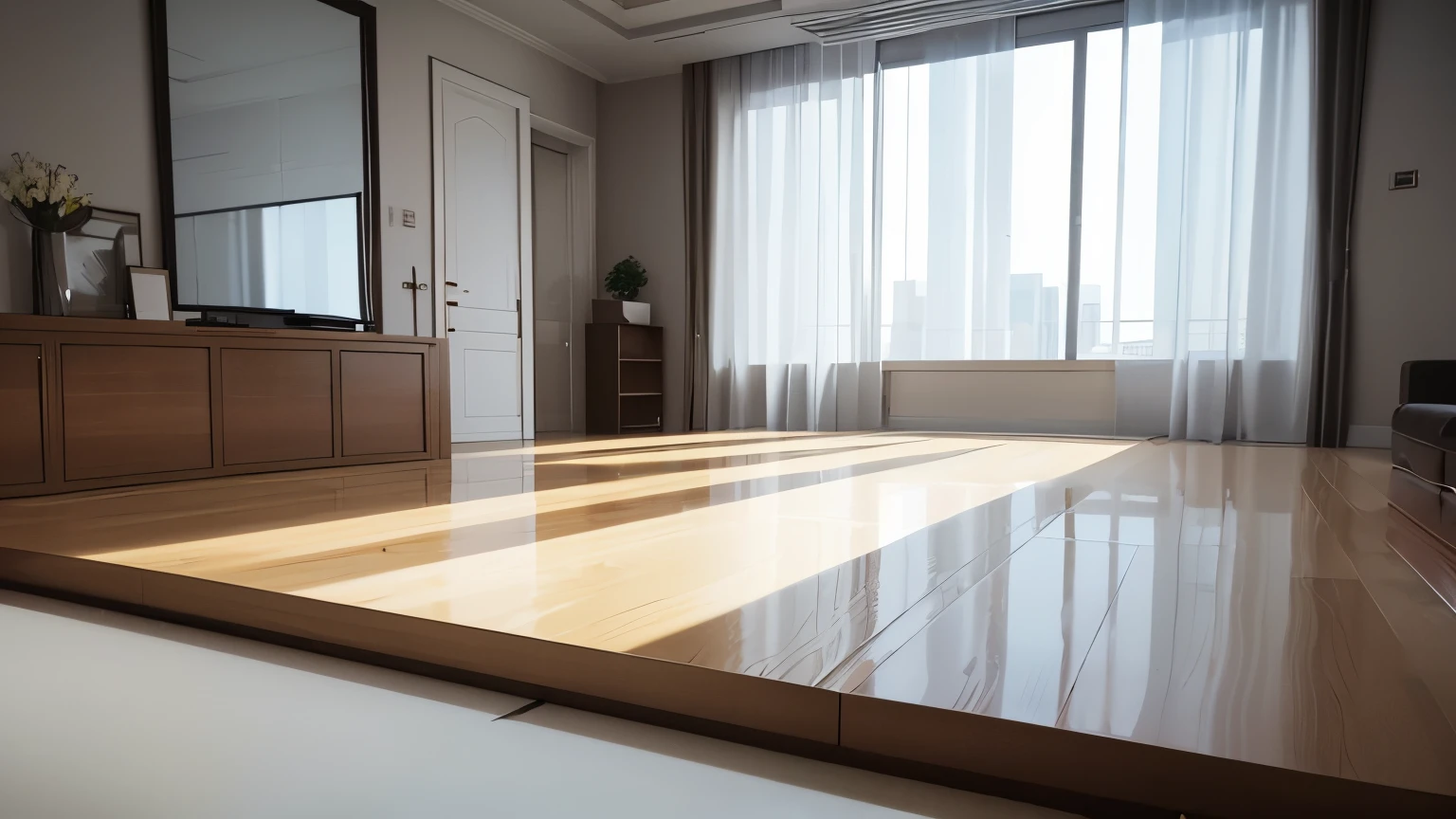 you are a famous interior designer、I was asked to create a 3D image of a large modern room.。. Create a harmonious environment with modern and minimalist furniture. Including garden interior.