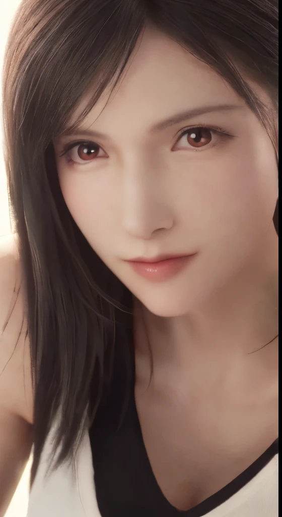 (muste piece、Highest image quality、photorealistic、High resolution、photograph、:1.3)、Super close-up、In focus、30 years old mature woman、small face、No makeup、Beautiful face、short hair、dark brown hair、detailed and beautiful eyes、Bust B Cup、cleavage exposure、、cool pose、Gray background、