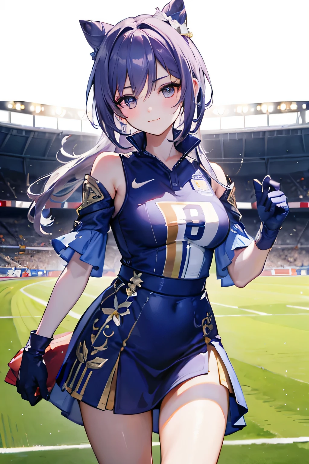 foot to the ball, Football stadium background theme ,winning the competition, Smile, 18yo, rough face, high quality, beautiful eyes, (detailed face and eyes), (face: 1 2), noise, extra, real photo, PSD, lamp film photography, sharp focus, contrast lighting, detailed skin, high resolution 8k, crazy detail, realistic, professional photography, 8k UHD, SLR camera, soft lighting, high quality, film grain