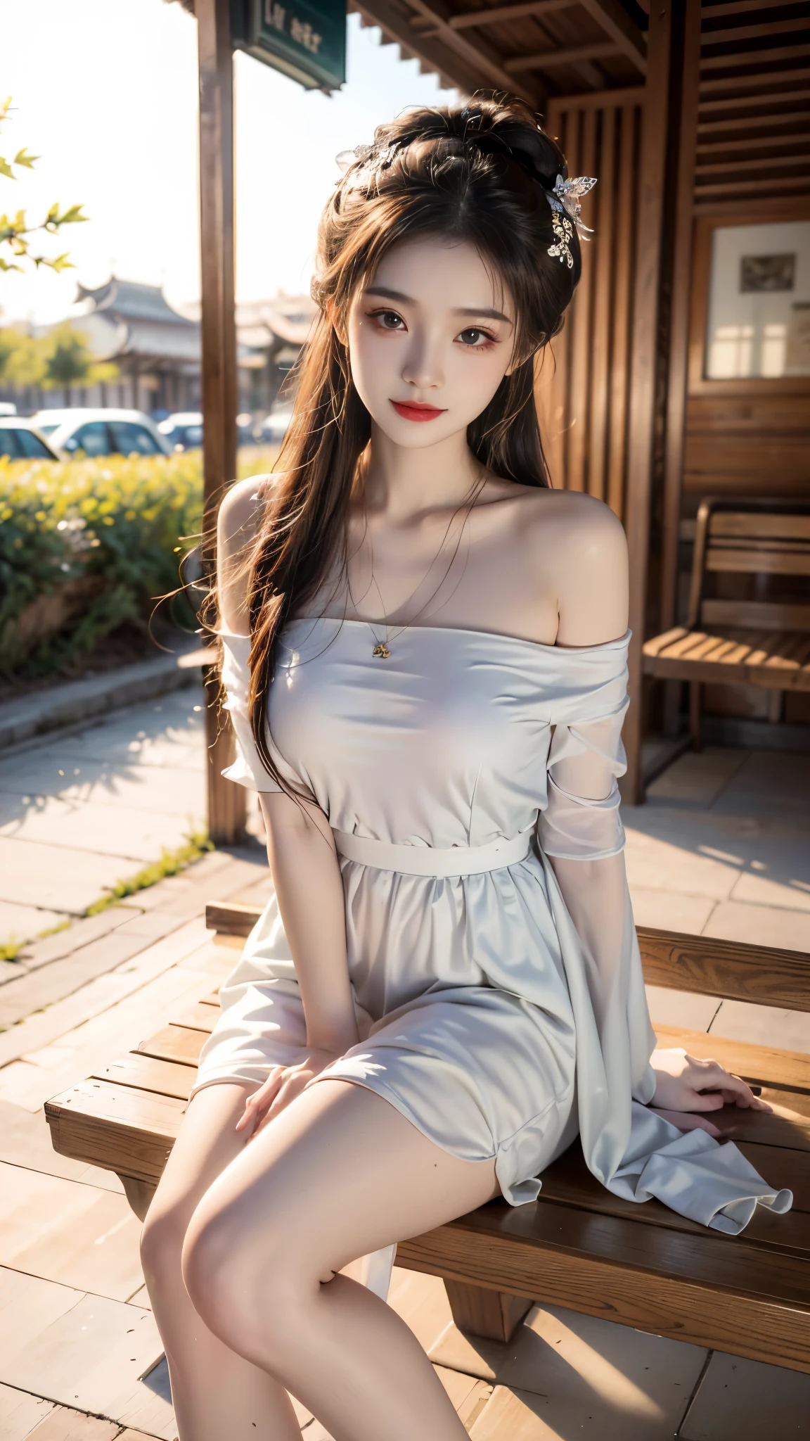 2girls,hand and foot details with realistic details,realistic face,makeup,short dress,(full body:1.2),long legs,leg details,hot spring,wet,traditional Chinese clothing:1.1),headpiece(best quality,4k,8k,highres,masterpiece:1.2),ultra-detailed,(realistic,photorealistic,photo-realistic:1.37),medium:oil painting,beautiful flowing,gradient colors girl with zongzi colored hair,long flowing hair with intricate details,gorgeously crafted hair accessories and bobby pins (best hair accessories,hairpins),delicate bracelets and anklets,stylish and elegant collar,attractive and translucent skirt,fitted bustier dress,vibrant and eye-catching color tones with a gradient effect,radiant lighting that highlights the girl's features,subtle shadows that add depth to the painting