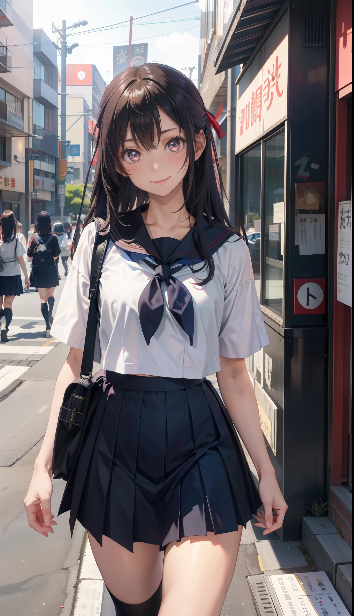 very cute and beautiful girl,(highly detailed beautiful face and eyes:1.2), (smile),blush,black hair,standing,white school blouse,ribbon,pleated plaid mini skirt,(from below),(white panties:1.15), summer,school rooftop,building,chain-link fence, (best quality,masterpiece:1.2),absurdres,highres,ultra-detailed,extremely detailed,32k,8k resolution, intricate details,cinematic scene,detailed background,solo,dynamic angle,