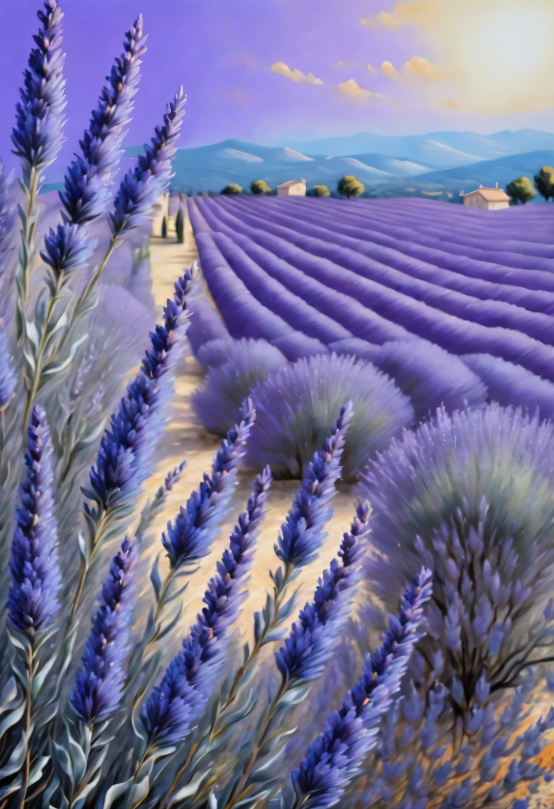 Justin Gaffrey's style, beautiful details,Lavender flowers in Provence, France