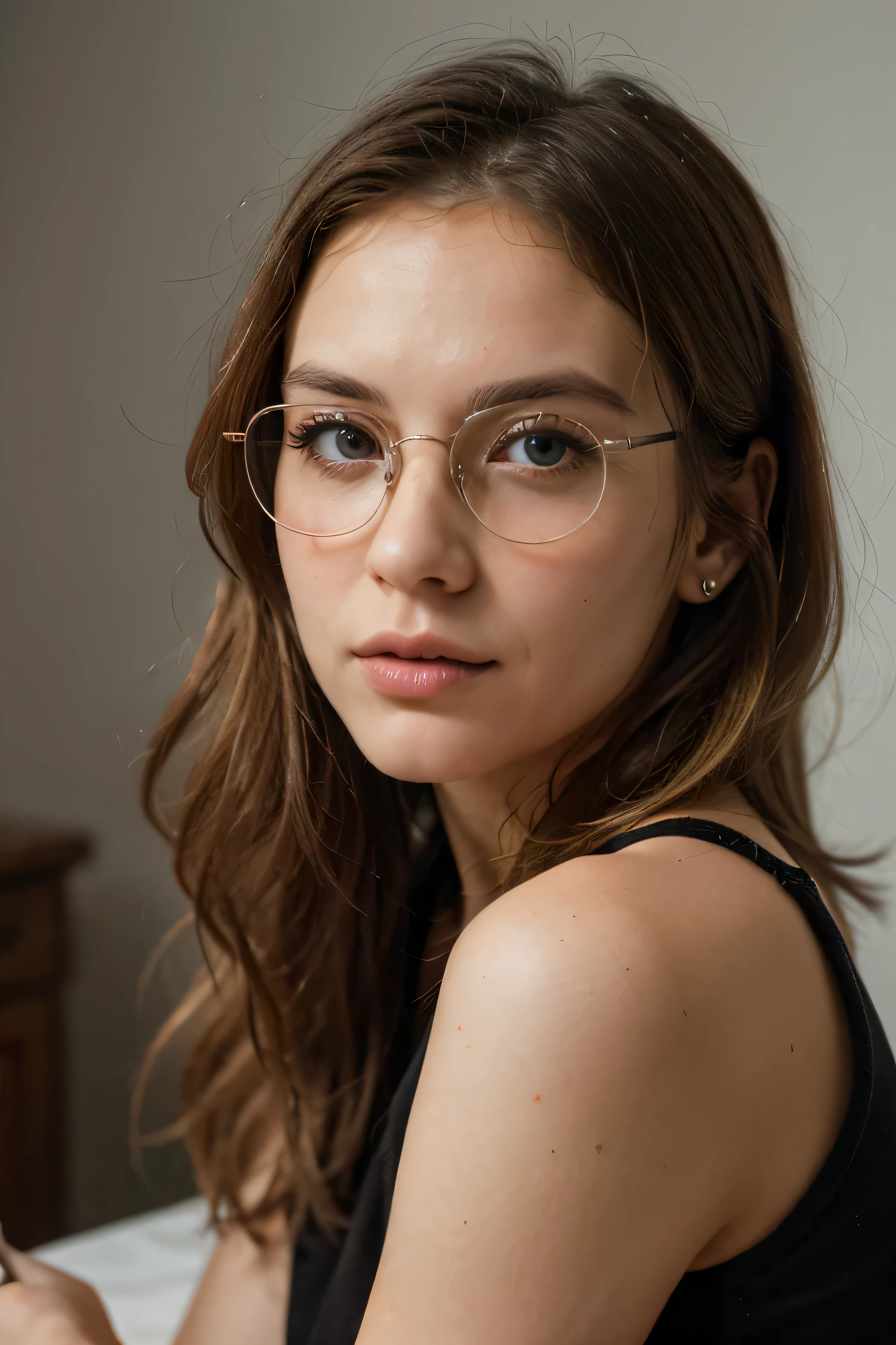 ((best quality)), ((masterpiece)), (detailed), perfect face, girl with glases, blond, emo