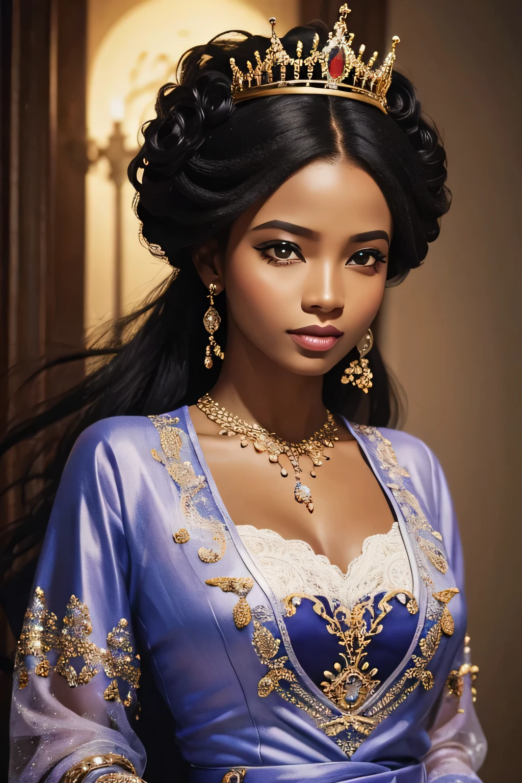 african american fashion illustration, lady with crown on fashion illustration