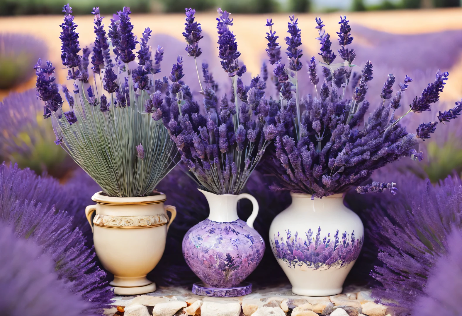 Kaia Koopman (Caia Koopman) style, beautiful details,Lavender flowers in Provence, France