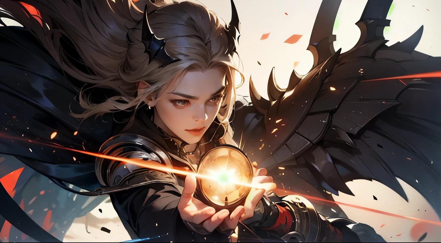 (Close up a character) Fantastic and dramatic scene, realistic light rendering, The demon king, wreathed in icebreaker punishing raven, arknights, shadowverse, fate grand order, genshin, ( ( god king of ai art ) ), best quality, 4K, detailed ornaments
