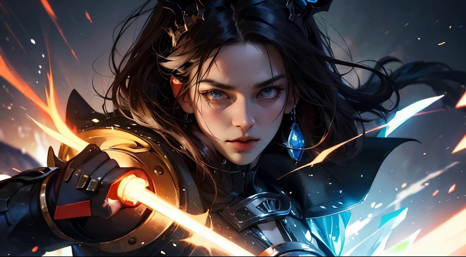 (Close up a character) Fantastic and dramatic scene, realistic light rendering, The demon king, wreathed in icebreaker punishing raven, arknights, shadowverse, fate grand order, genshin, ( ( god king of ai art ) ), best quality, 4K, detailed ornaments