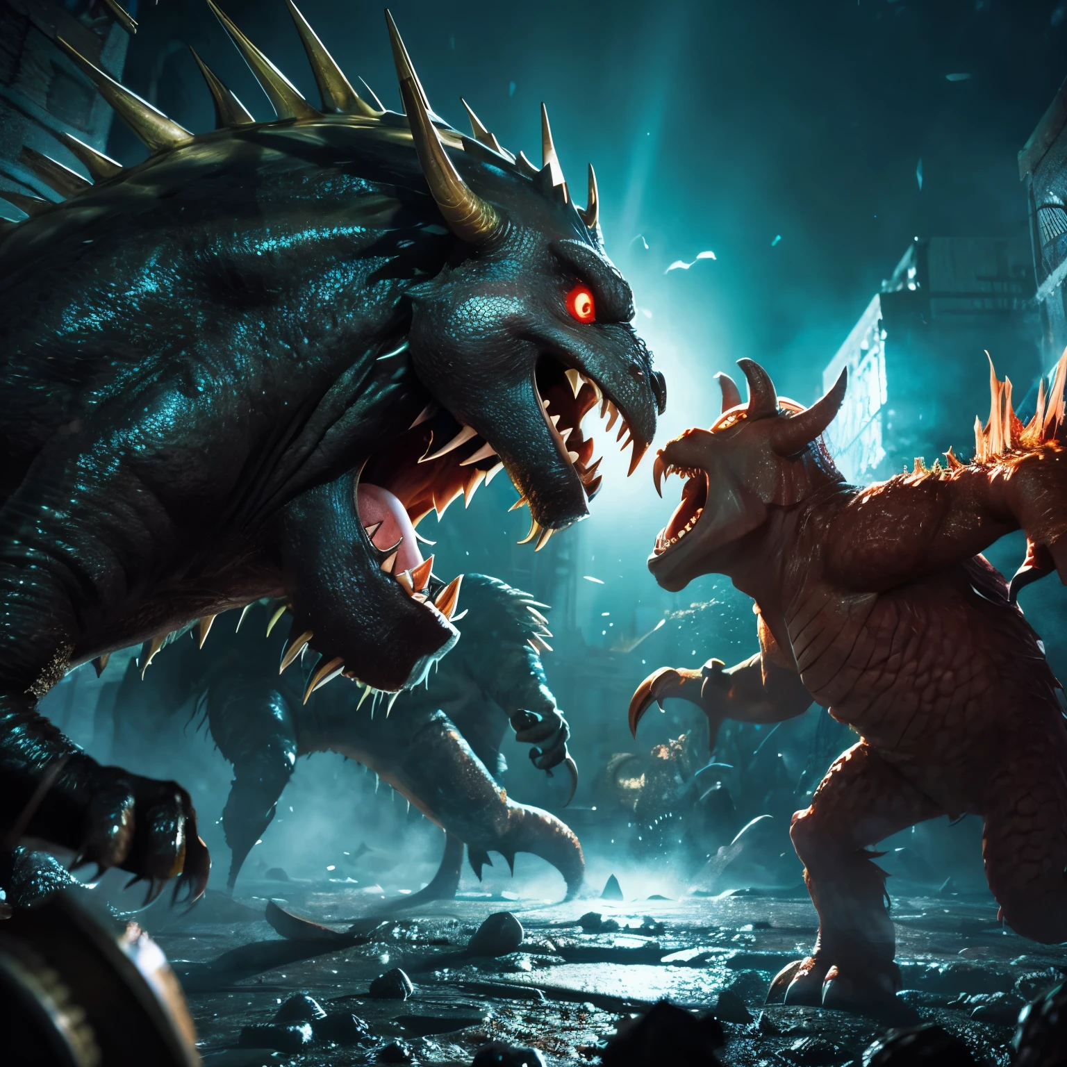 monsters and monsters are fighting