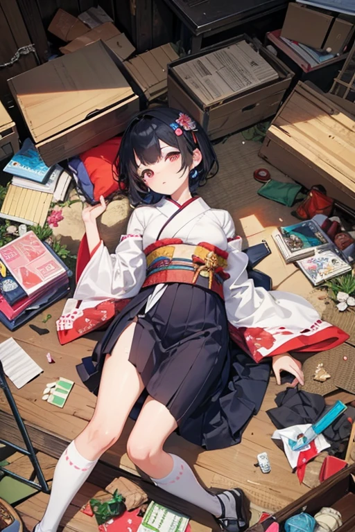 Japanese doll, buried in a pile of trash