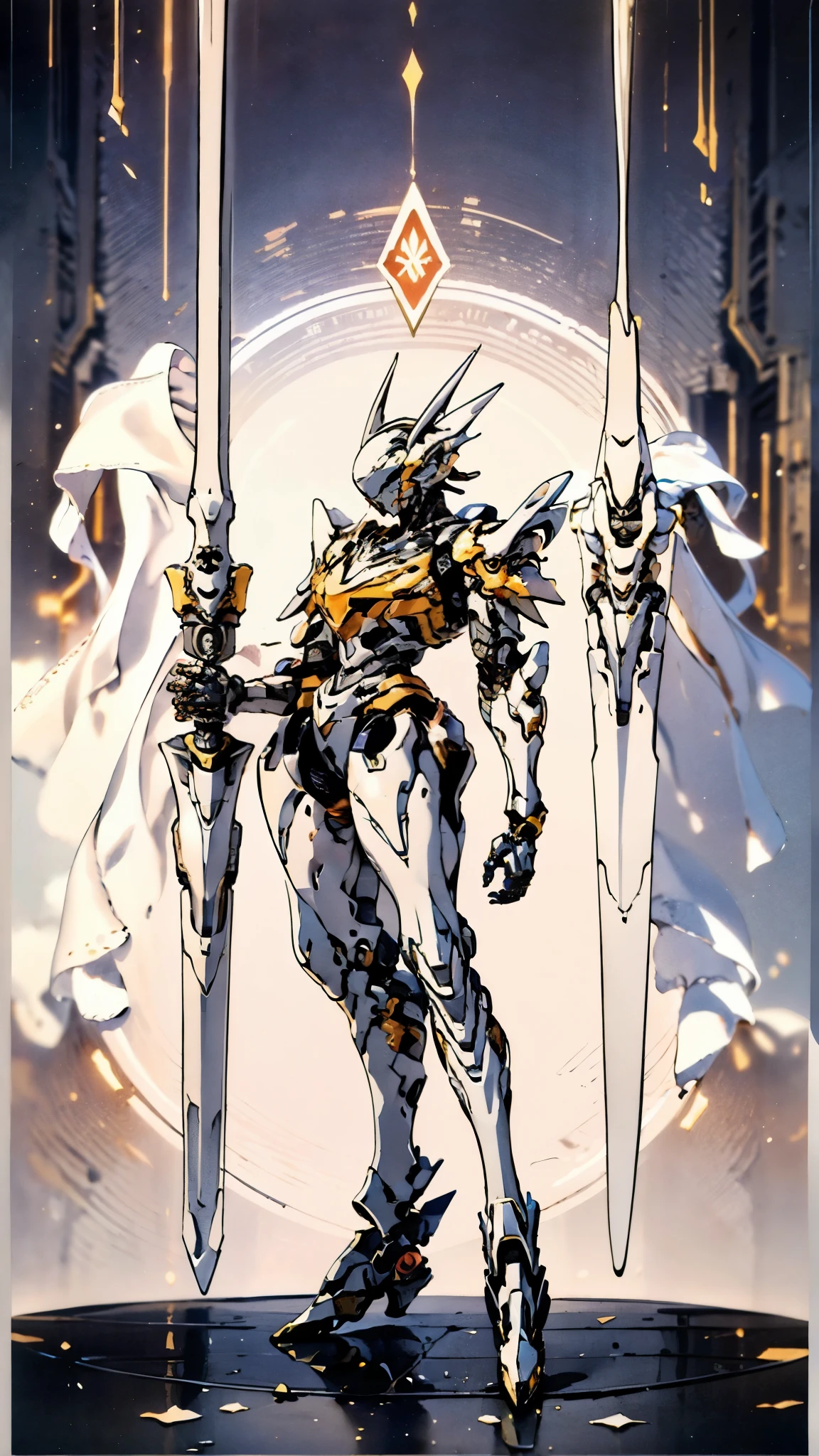 A woman adorned in fantasy-style full-body armor, a crown-concept fully enclosed helmet that unveils only her eyes, a composite layered chest plate, fully encompassing shoulder and hand guards, a lightweight waist armor, form-fitting shin guards, the overall design is heavy-duty yet flexible, ((the armor gleams with a golden glow, complemented by red and blue accents)), exhibiting a noble aura, she floats above a fantasy-surreal high-tech city, this character embodies a finely crafted fantasy-surreal style armored hero in anime style, exquisite and mature manga art style, (Queen bee mixed with Spider concept Armor, plasma, blood), ((Element, energy, elegant, goddess, femminine:1.5)), metallic, high definition, best quality, highres, ultra-detailed, ultra-fine painting, extremely delicate, professional, anatomically correct, symmetrical face, extremely detailed eyes and face, high quality eyes, creativity, RAW photo, UHD, 32k, Natural light, cinematic lighting, masterpiece-anatomy-perfect, masterpiece:1.5