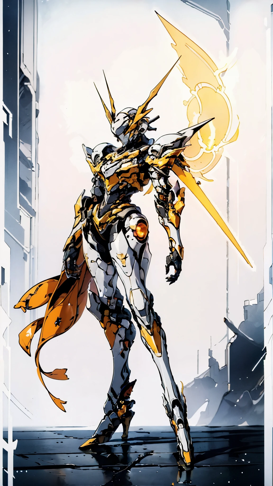 A woman adorned in fantasy-style full-body armor, a crown-concept fully enclosed helmet that unveils only her eyes, a composite layered chest plate, fully encompassing shoulder and hand guards, a lightweight waist armor, form-fitting shin guards, the overall design is heavy-duty yet flexible, ((the armor gleams with a golden glow, complemented by red and blue accents)), exhibiting a noble aura, she floats above a fantasy-surreal high-tech city, this character embodies a finely crafted fantasy-surreal style armored hero in anime style, exquisite and mature manga art style, (Queen bee mixed with Spider concept Armor, plasma, blood), ((Element, energy, elegant, goddess, femminine:1.5)), metallic, high definition, best quality, highres, ultra-detailed, ultra-fine painting, extremely delicate, professional, anatomically correct, symmetrical face, extremely detailed eyes and face, high quality eyes, creativity, RAW photo, UHD, 32k, Natural light, cinematic lighting, masterpiece-anatomy-perfect, masterpiece:1.5