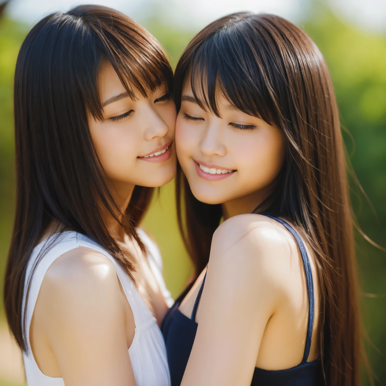 identical twin sisters、Close your eyes and almost kiss me, ************, bangs