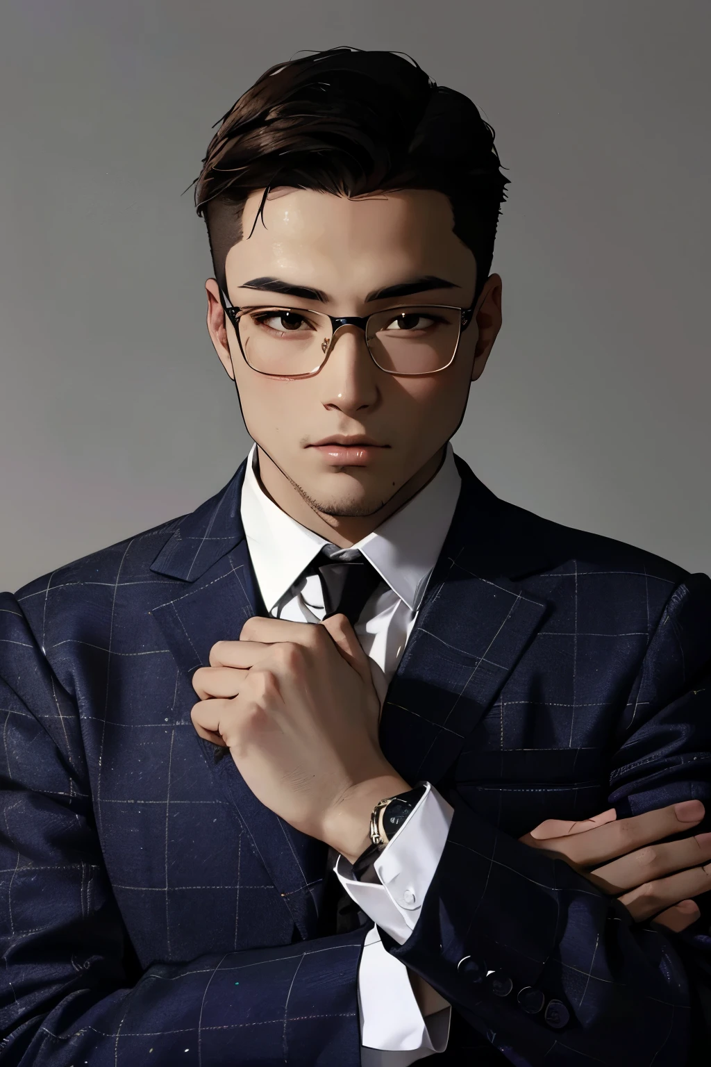 Young man 18 years: 1.3, Short brown hair: 1.2, Tall: 1.2, Occupation: 1.2, Daytime: 1.2, On the street: 1.2, Film lighting, Best quality, 8k,stylish brown coat ((anime strokes)) Korean boy, designer outfit. (boy) ((man)) Handsome, handsome, confident looking boy