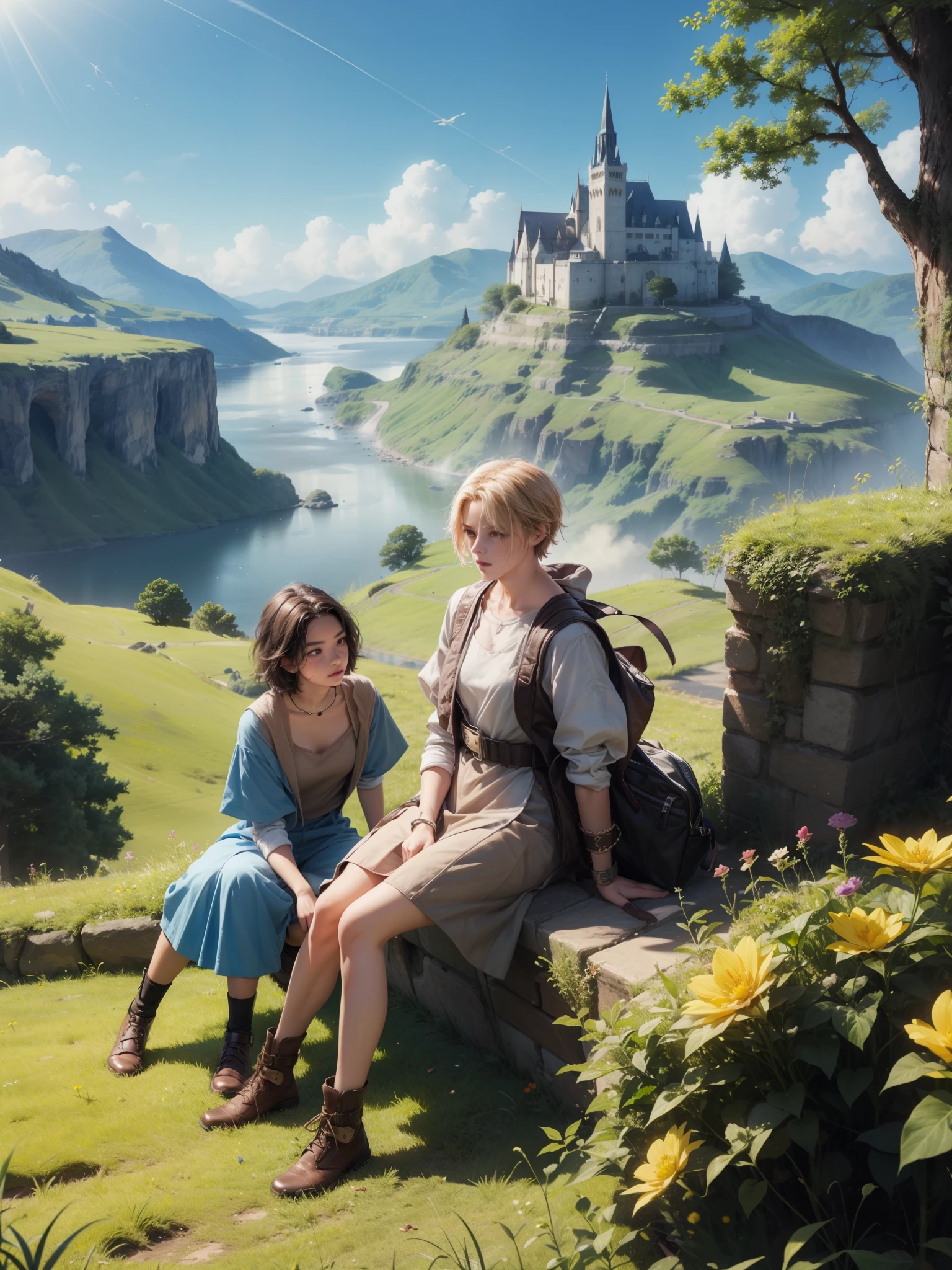 best quality, masterpiece, amazing work, intricate details, linear lighting, ultra detailed, clear face, handsome student short hair, perfect face, lenient eyes, detailed scenery background